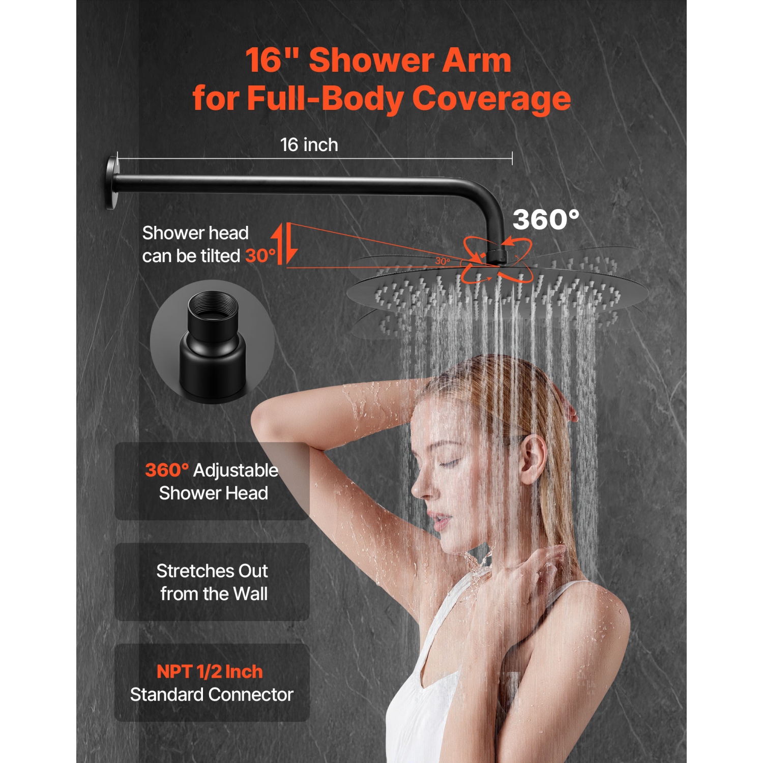 VEVOR 12-Inch Shower Faucet Set, Rainfall Bathroom Shower System with Round Rain Shower Head and Handheld Spray, Wall Mounted Bath Fixtures with