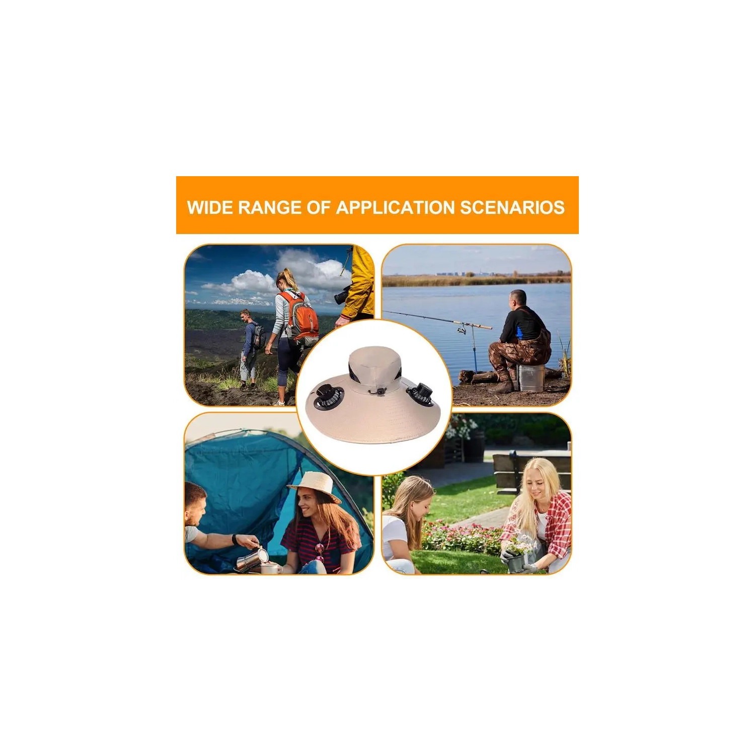 Hat with Fans Solar Power Bucket Hat Wide Brim Headwear Outdoor Sports Gear for Women Men Beach Vacation Fishing