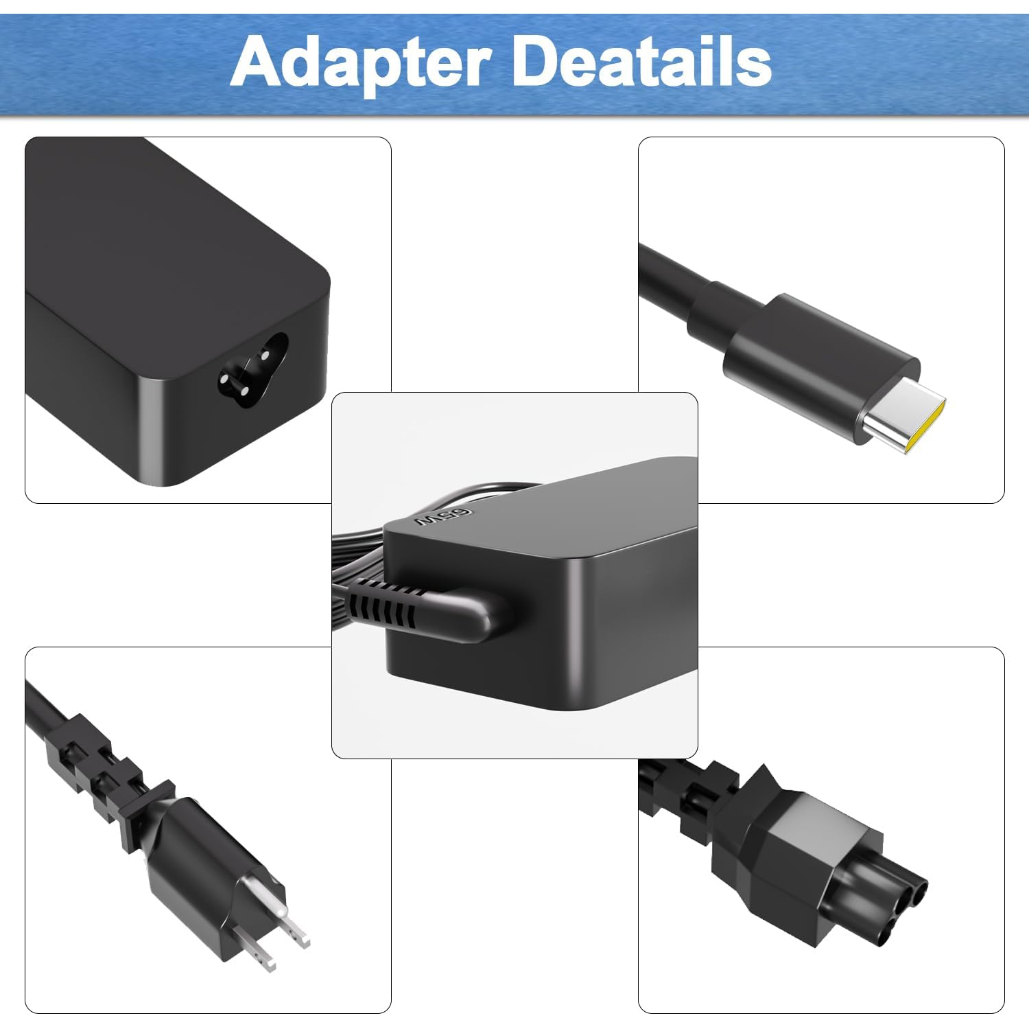 65W USB-C/Type C Laptop Charger Adapter for Lenovo Chromebook ThinkPad X1 T480 T480s T580 T580s T490s E585 E580 E590 E595 C330 14e 300e 500e Yoga