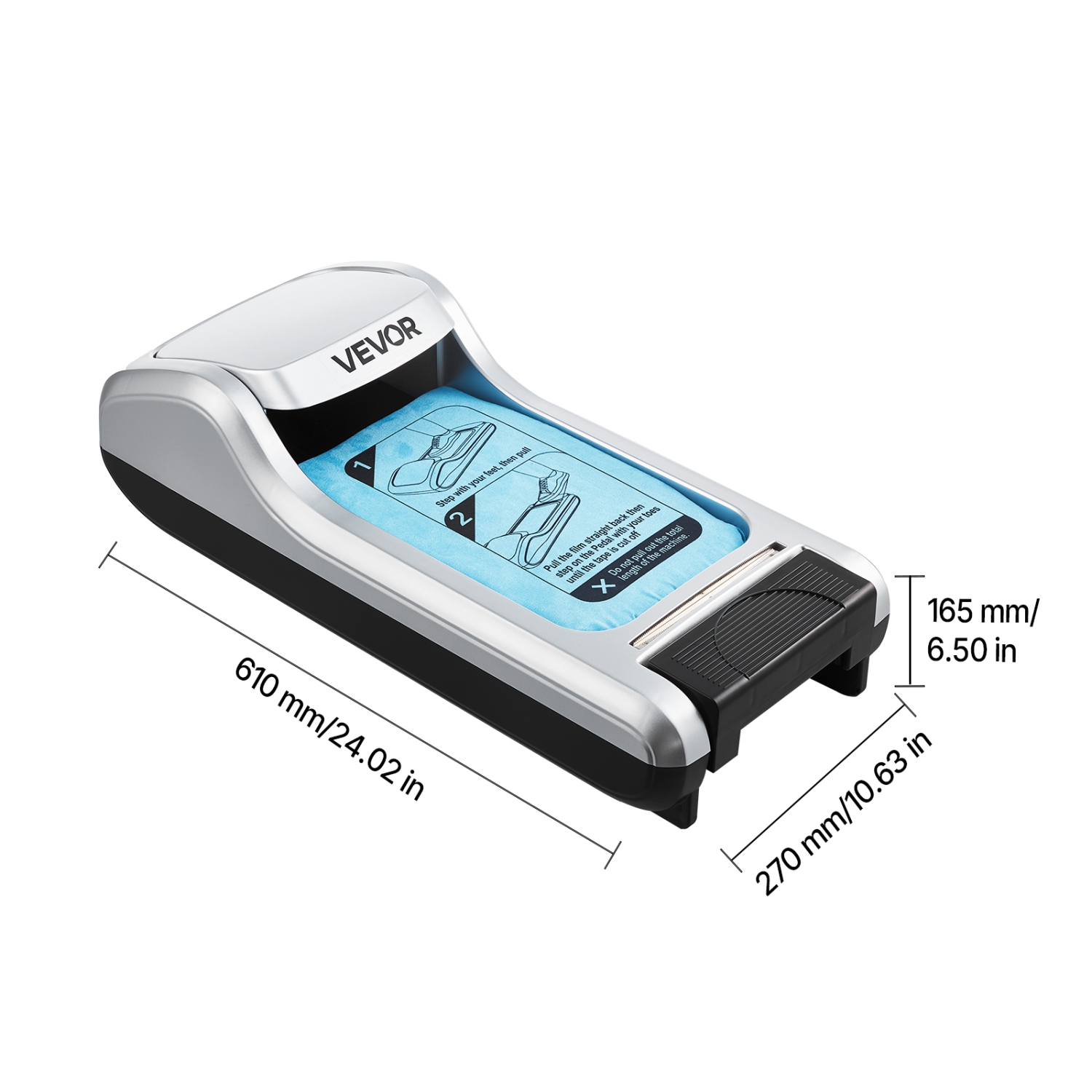 VEVOR Shoe Cover Dispenser, Automatic Shoe Film Machine with 1 Roll of Non-Slip Disposable Sole Membrane, Fits Size Up to US 11, for Home, Office,