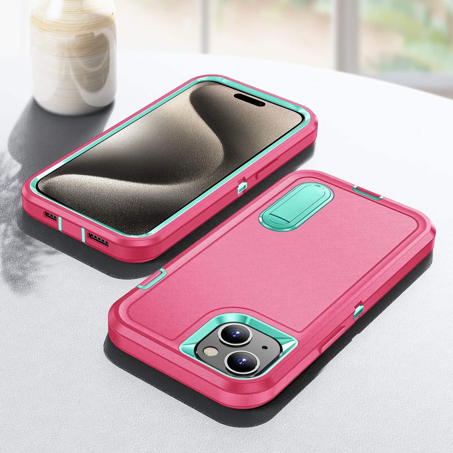 Tasnim for iPhone 15 Pro Max Case with Stand, Drop Protection Rugged Shockproof Back & Translucent Matte Slim Phone Case for iPhone 15 Pro Max - Blue