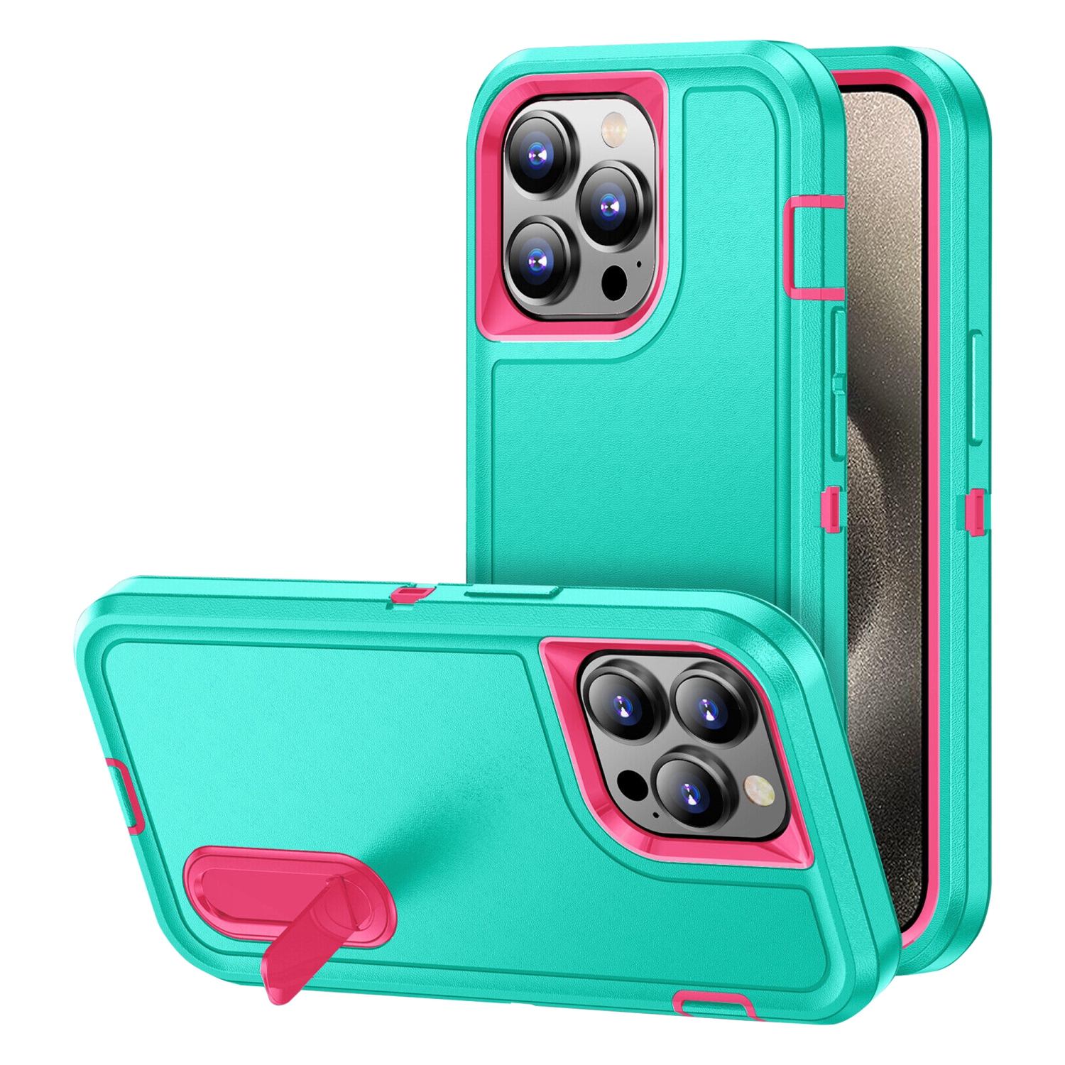Tasnim for iPhone 15 Pro Max Case with Stand, Drop Protection Rugged Shockproof Back & Translucent Matte Slim Phone Case for iPhone 15 Pro Max - Green