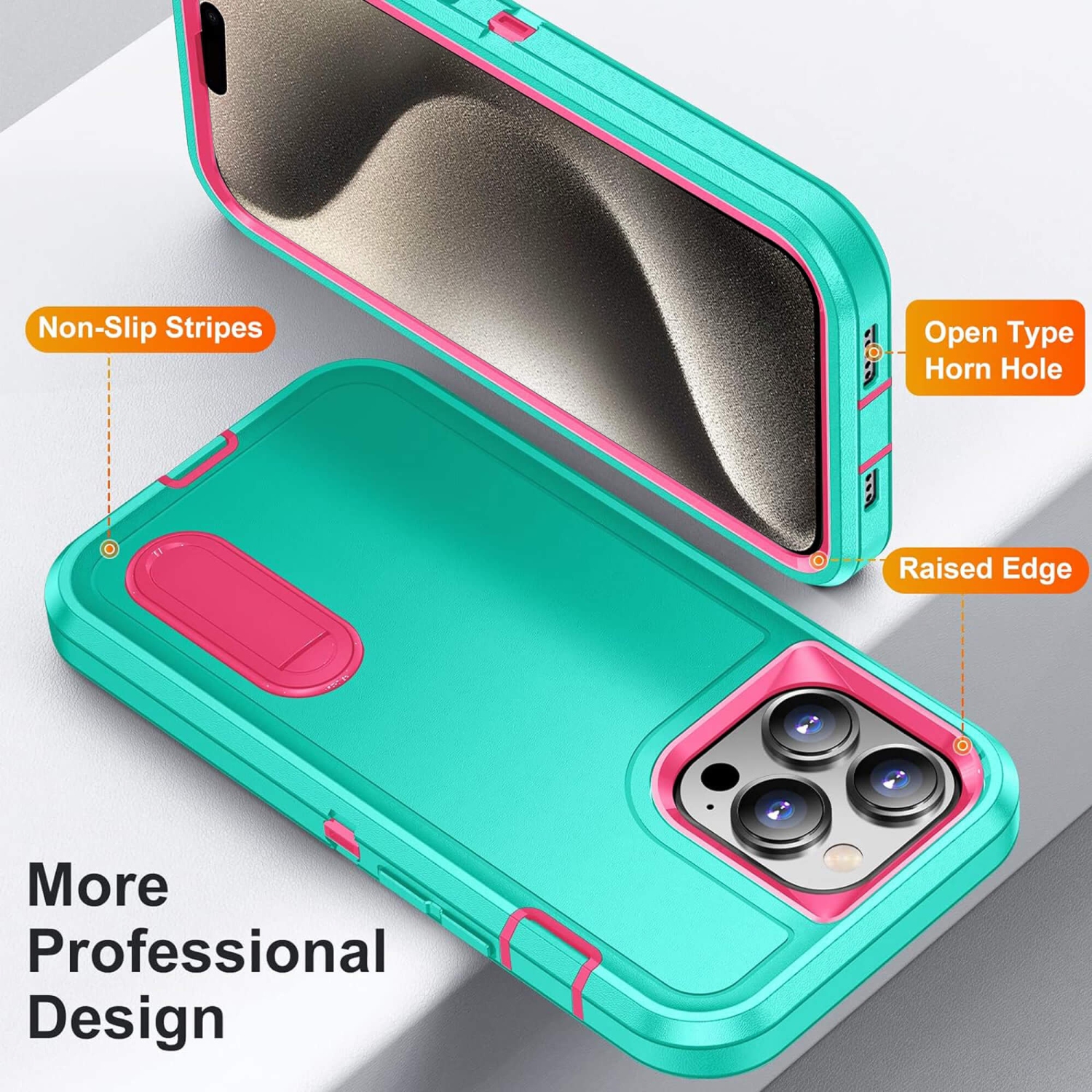 Tasnim for iPhone 15 Pro Max Case with Stand, Drop Protection Rugged Shockproof Back & Translucent Matte Slim Phone Case for iPhone 15 Pro Max - Green