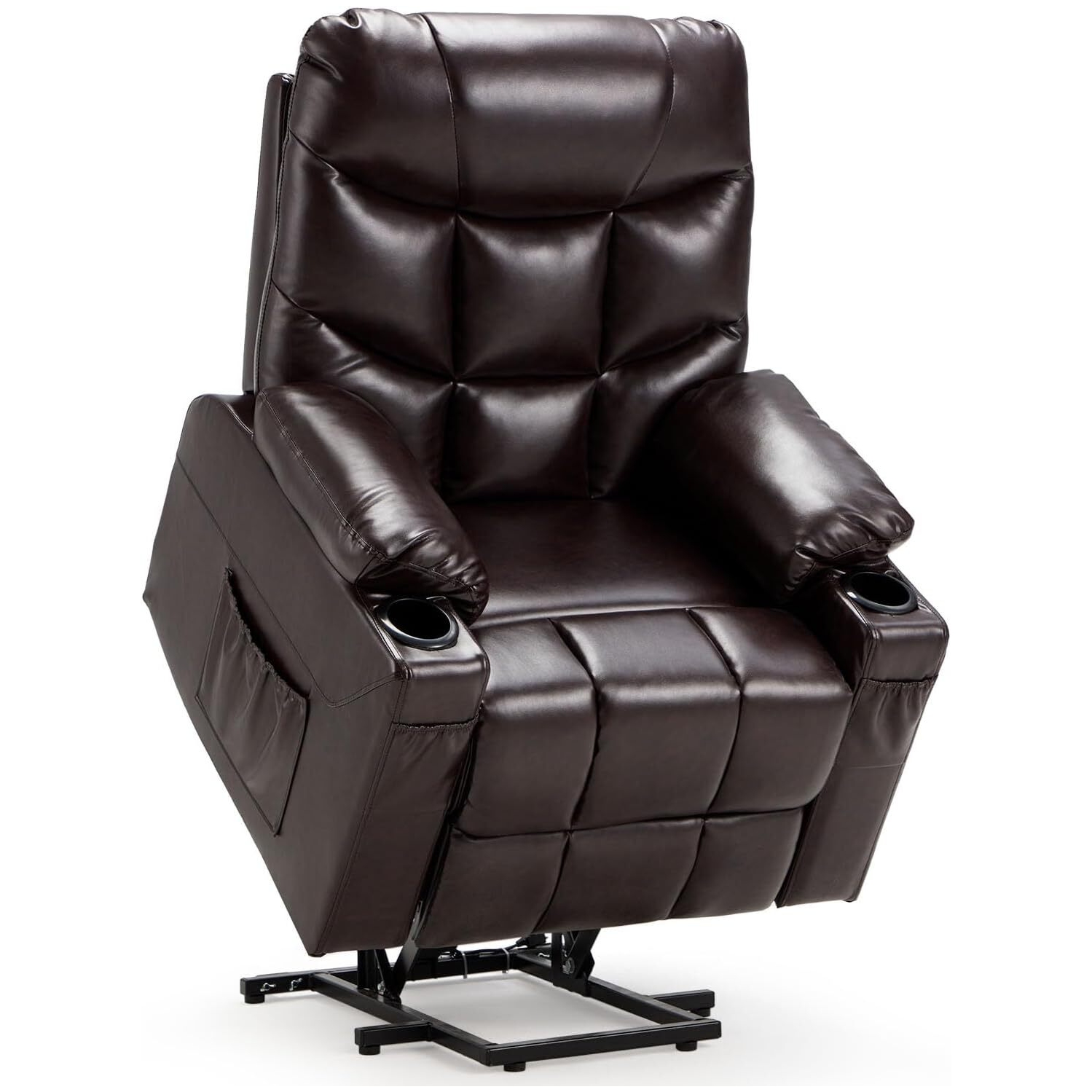 AECOJOY Multi-Function Power Lift Recliner with Heated Vibration Massage for Elderly, Dark Brown