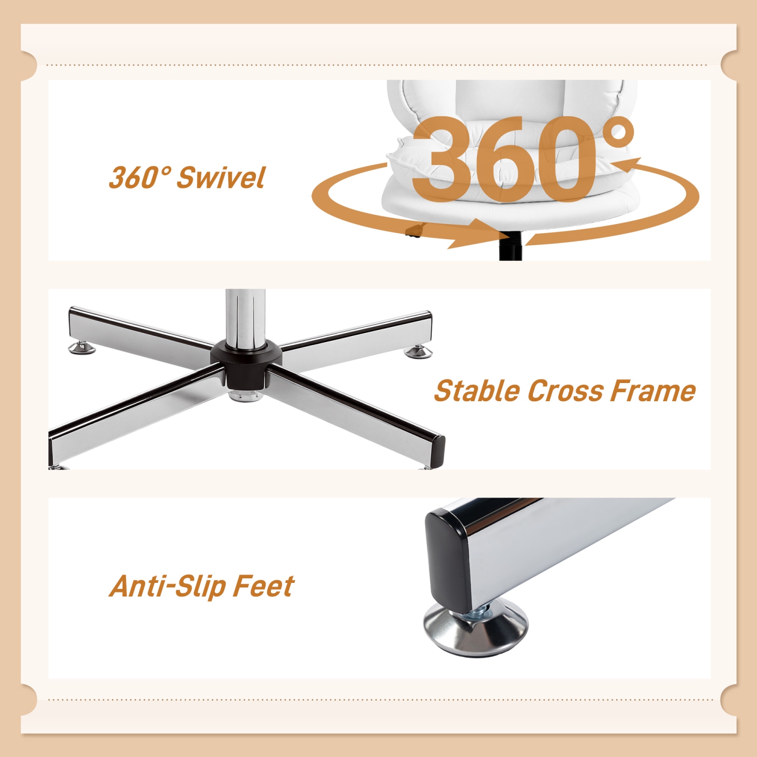 Chaise de bureau Criss Cross sans roulettes de HOMCOM, chaise de bureau sans accoudoirs avec siège large, cuir, hauteur réglable, inclinaison,