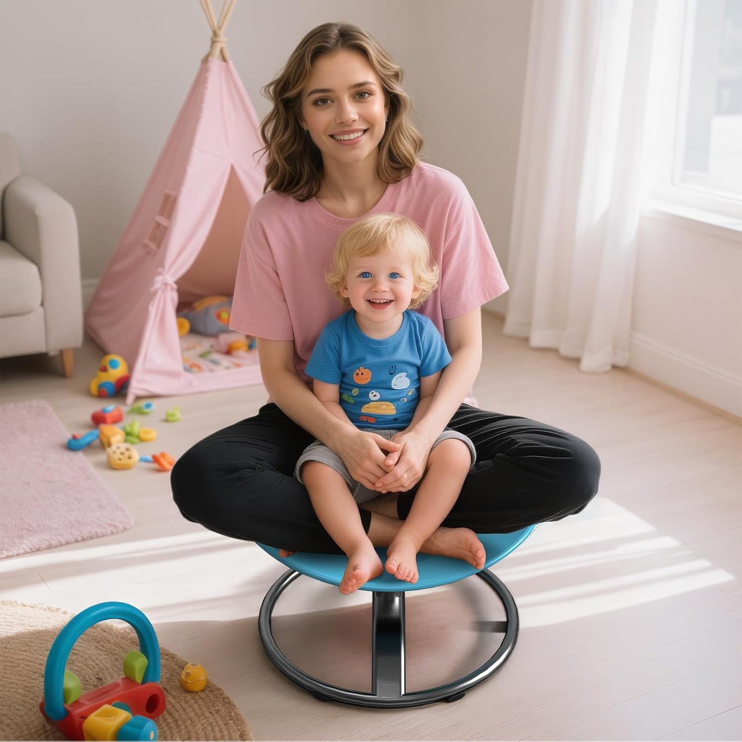 Chaise à disque d'équilibre sensoriel rotatif Kids pour entraînement vestibulaire et développement Jouet de siège rotatif interactif pour thérapie de
