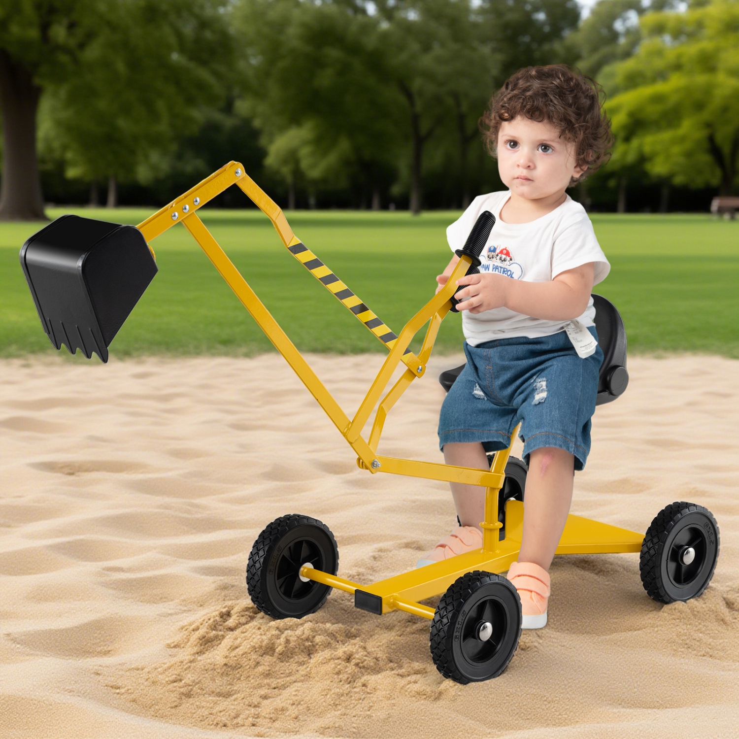 Gymax Sand Digger for Kids Sandbox Toy Digger w/ 2-Handed Controls & Flexible Shovel