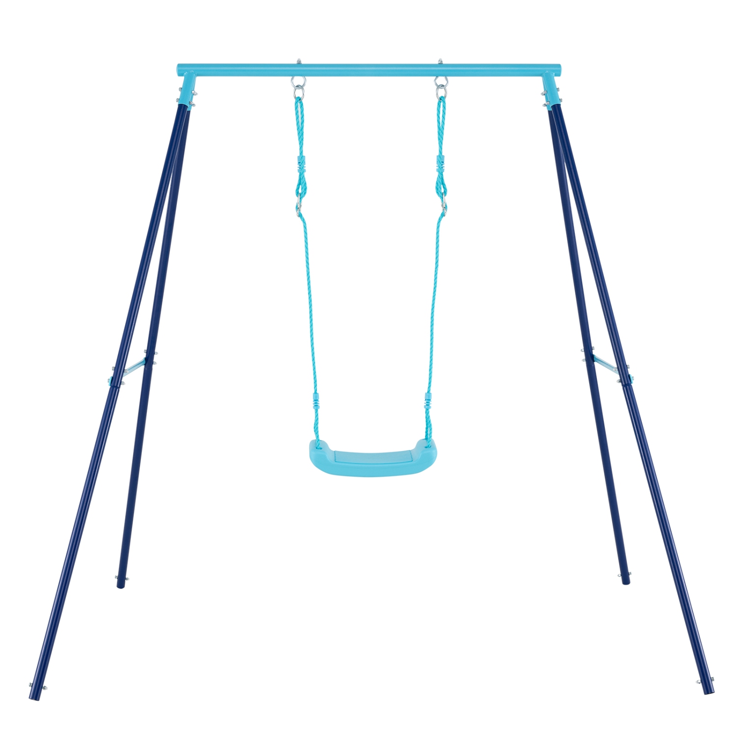 Gymax Toddler Swing Heavy Duty Metal Swing Set w/ A Frame Adjustable Ropes