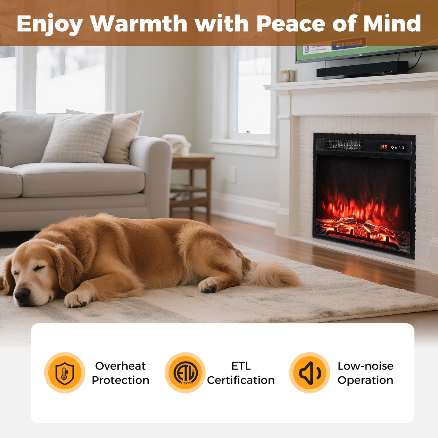 Gymax 18'' Electric Fireplace Insert w/ Remote Control 9H Timer Overheat Protection