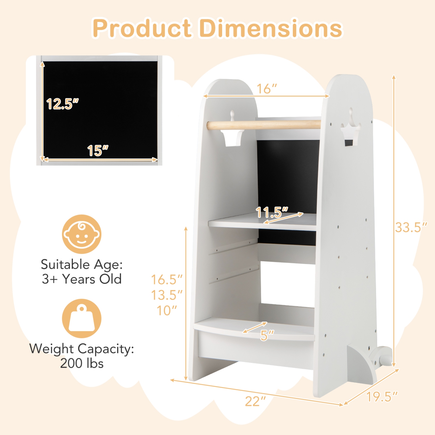 Gymax Multi-purpose Kids Kitchen Tower Children Standing Tower Kids Stool Helper