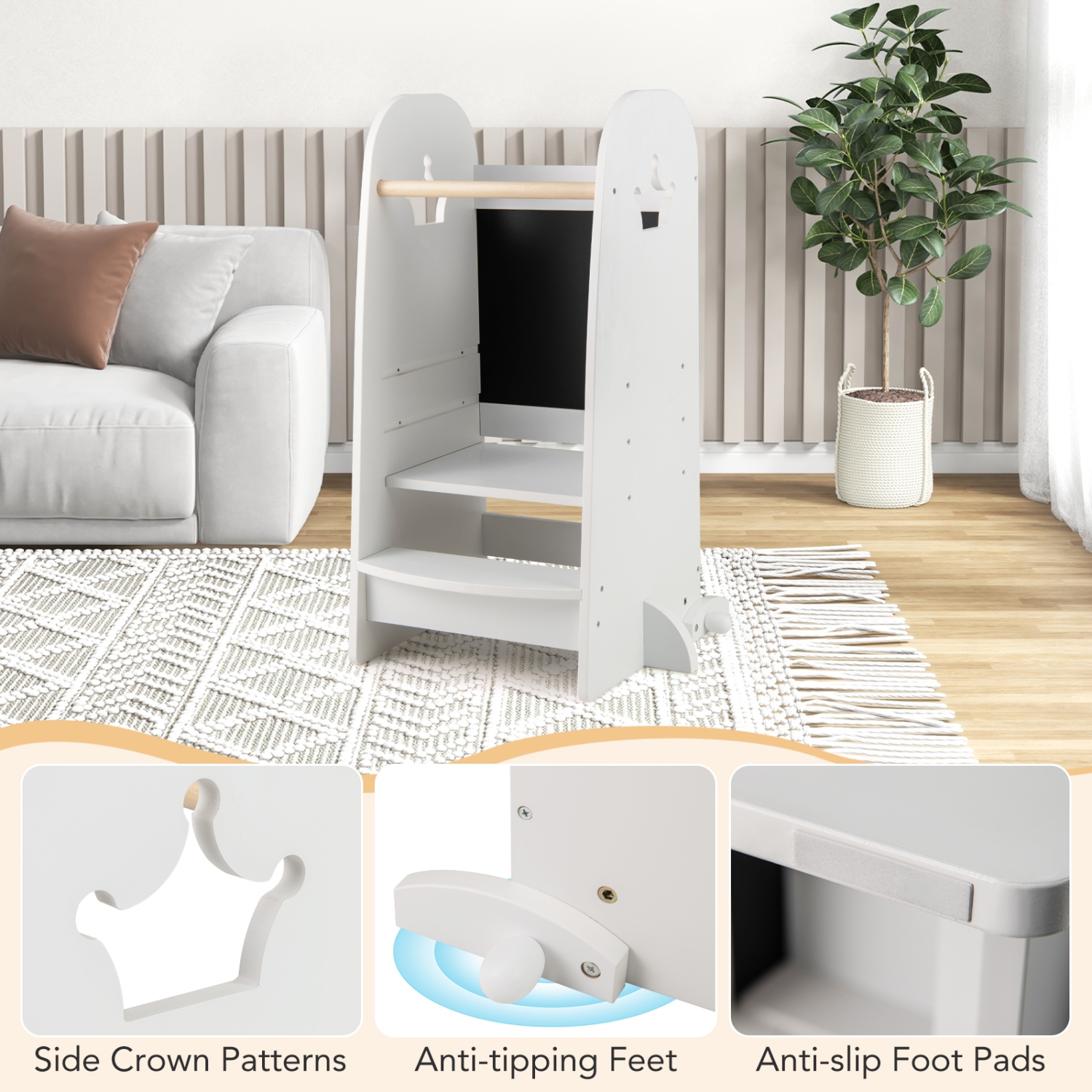 Gymax Multi-purpose Kids Kitchen Tower Children Standing Tower Kids Stool Helper