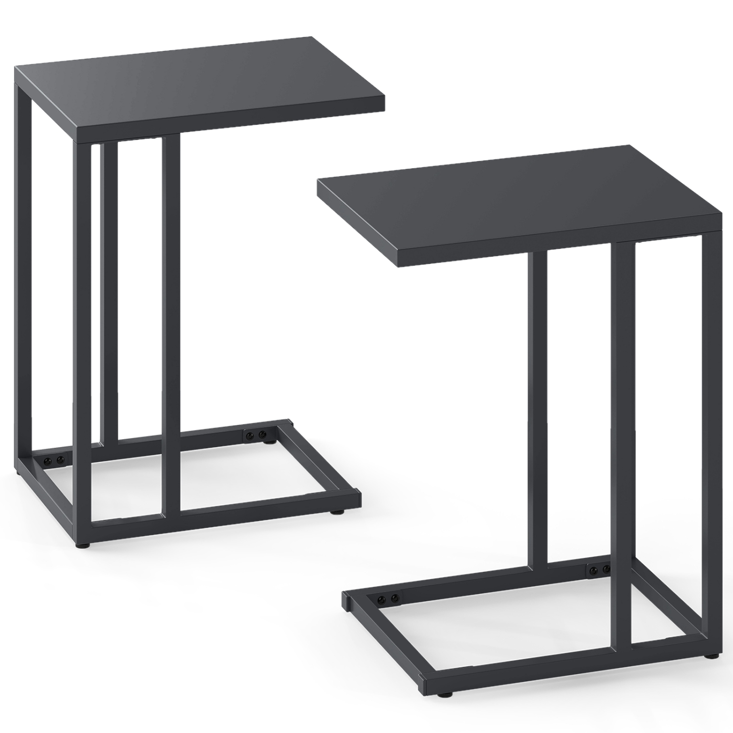 Gymax C Shaped End Table Set of 2 w/Metal Frame Sofa Table for Small Space Modern