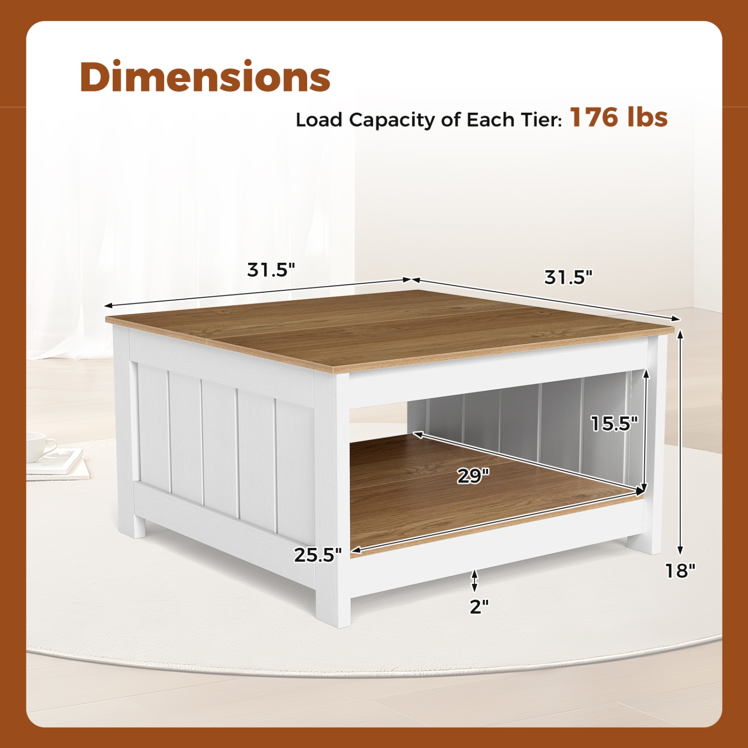 Gymax Coffee Table w/ Storage Shelf Farmhouse Rustic Center Table Space-Saving