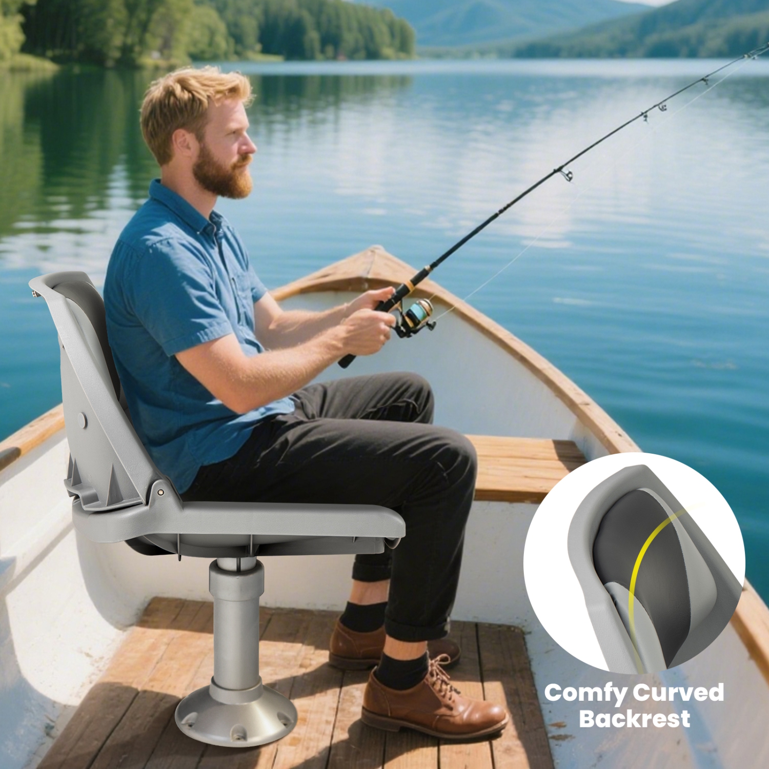 Gymax Folding Fishing Boat Seat w/High-density Sponge Cushion PVC Surface & PP Frame