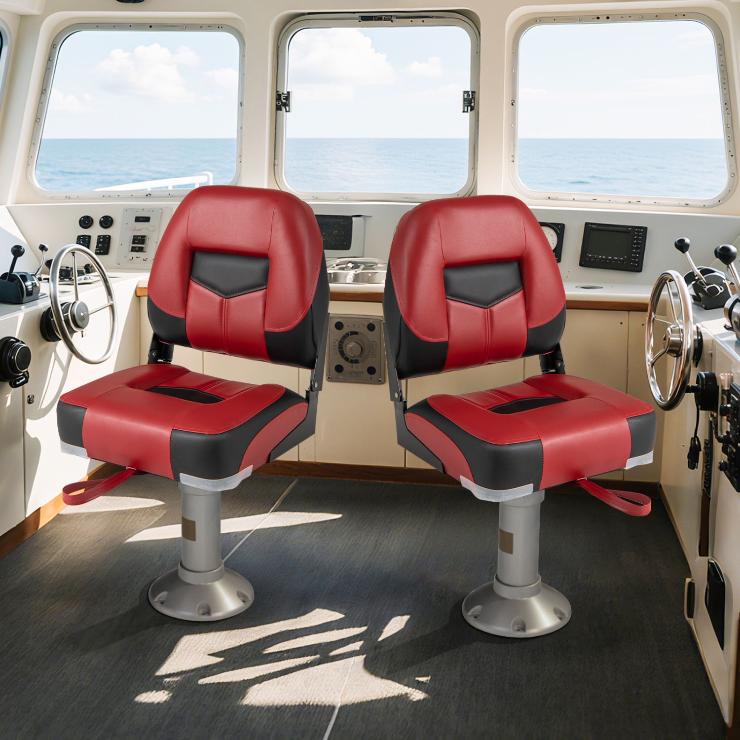 Gymax 2 PCS Low Back Boat Seat Folding Fishing Boat Seat Stainless Steel Screws Included