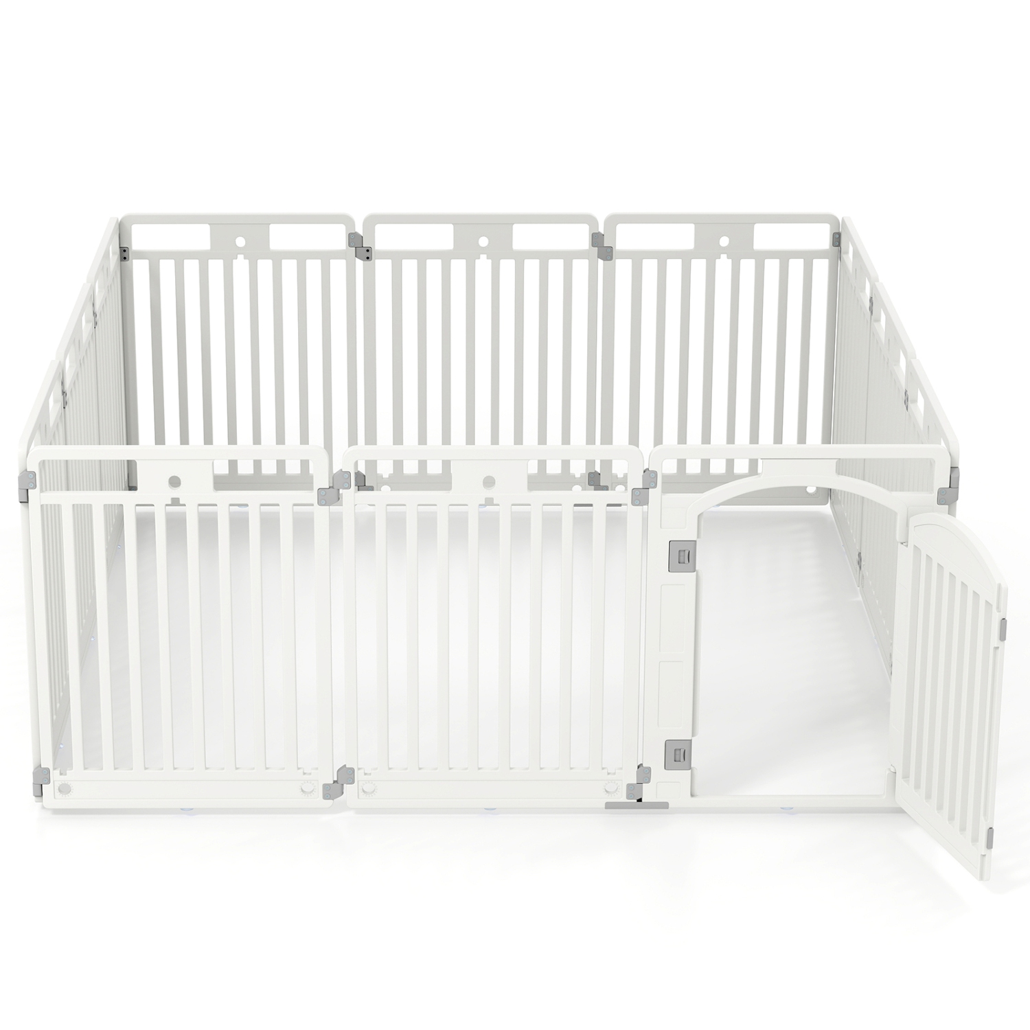 Gymax 32'' 12-Panel Dog Playpen w/ Secure Locking Door & Ground Stakes Easy Assembly