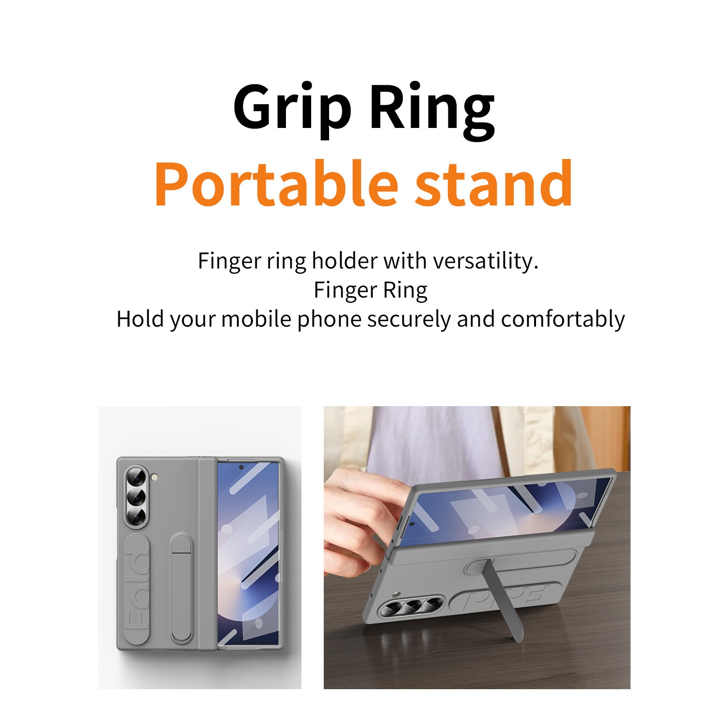 Étui Z Fold 6 de Samsung avec porte-bracelet, fente à charnière pour stylet 4/3 et étui pliable - Gris