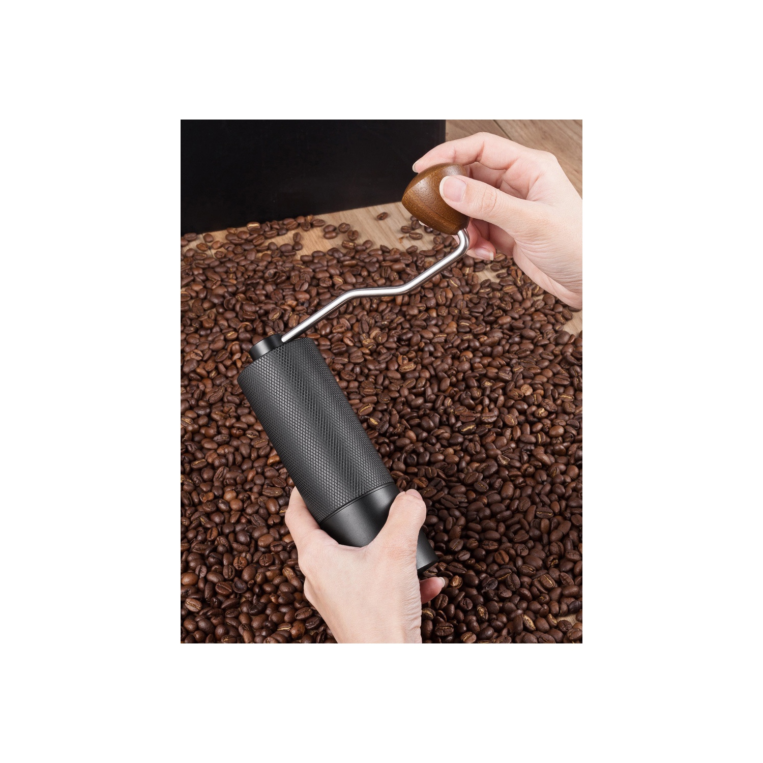 Moulin à café portatif à manivelle en acier inoxydable, cafetière manuelle, moulin à café à mouture manuelle, moulin à café à manivelle Seven Star