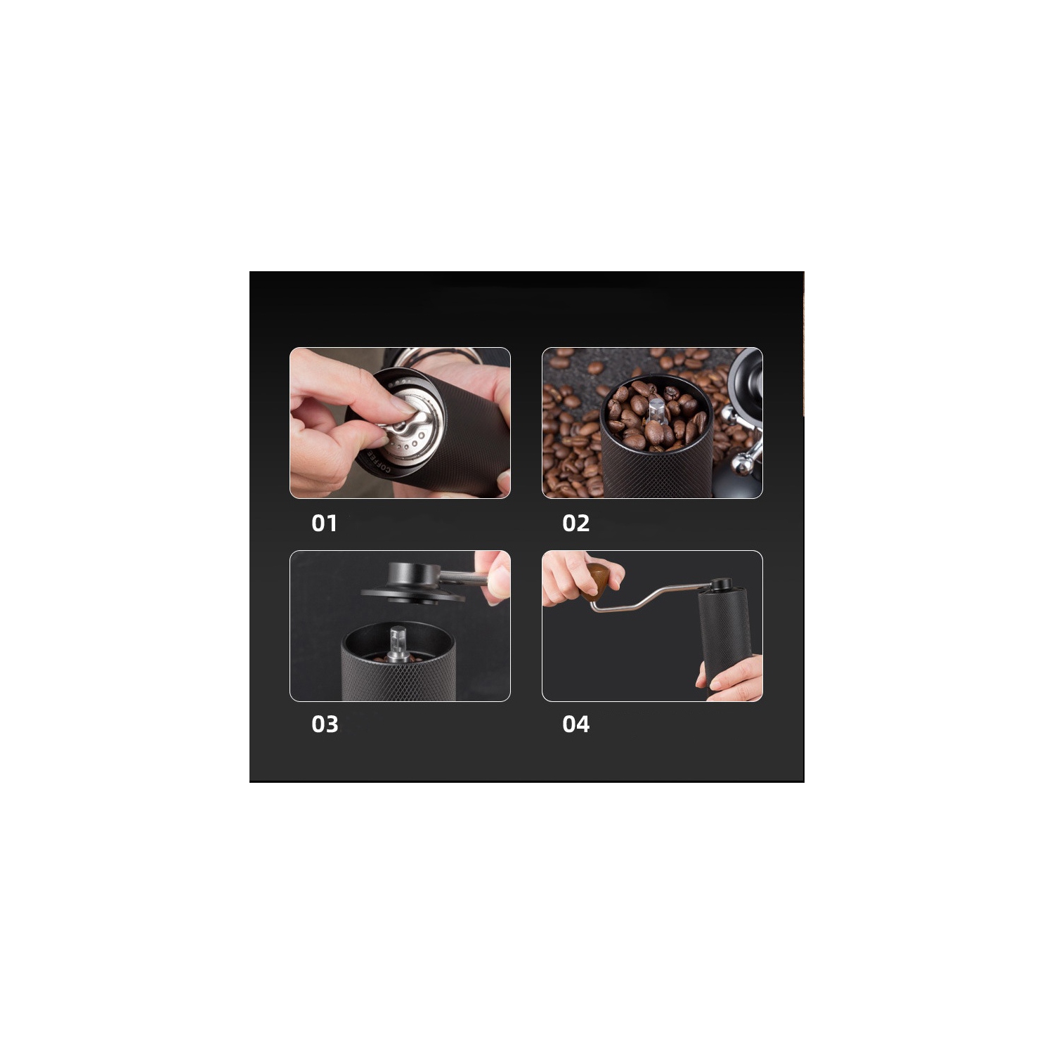 Moulin à café portatif à manivelle en acier inoxydable, cafetière manuelle, moulin à café à mouture manuelle, moulin à café à manivelle Seven Star