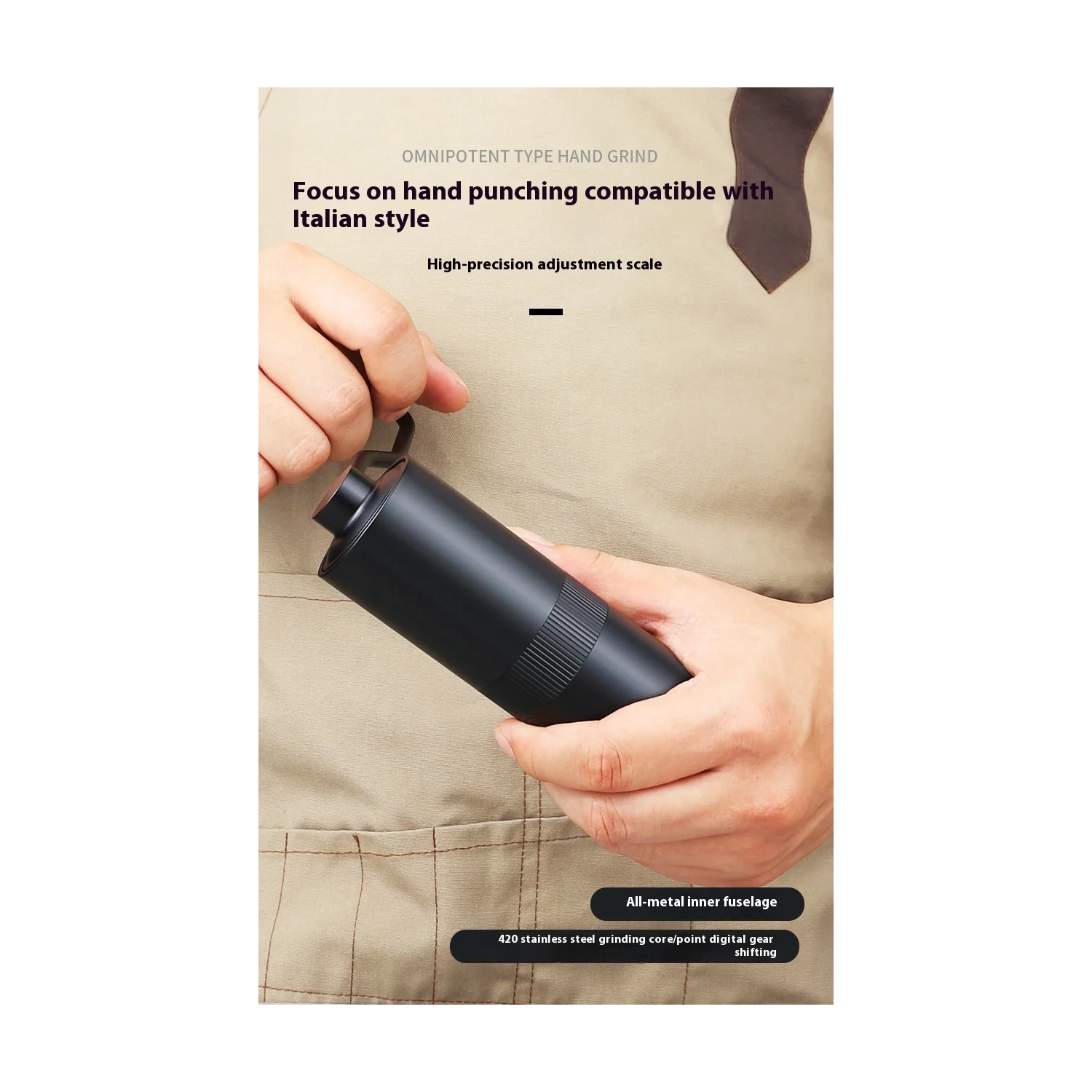 Moulin à café à manivelle amélioré, moulin à café à verser, moulin à café portatif à manivelle, moulin CNC, moulin à café à manivelle en acier