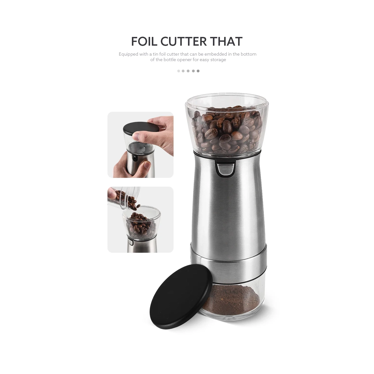 Brand New Coffee Grinder Kitchen Accessory Portable Small USB Automatic Home Grinder Electric Coffee Maker, Bean Grinder - Silver
