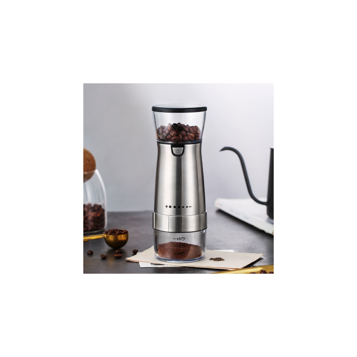 Brand New Coffee Grinder Kitchen Accessory Portable Small USB Automatic Home Grinder Electric Coffee Maker, Bean Grinder - Silver
