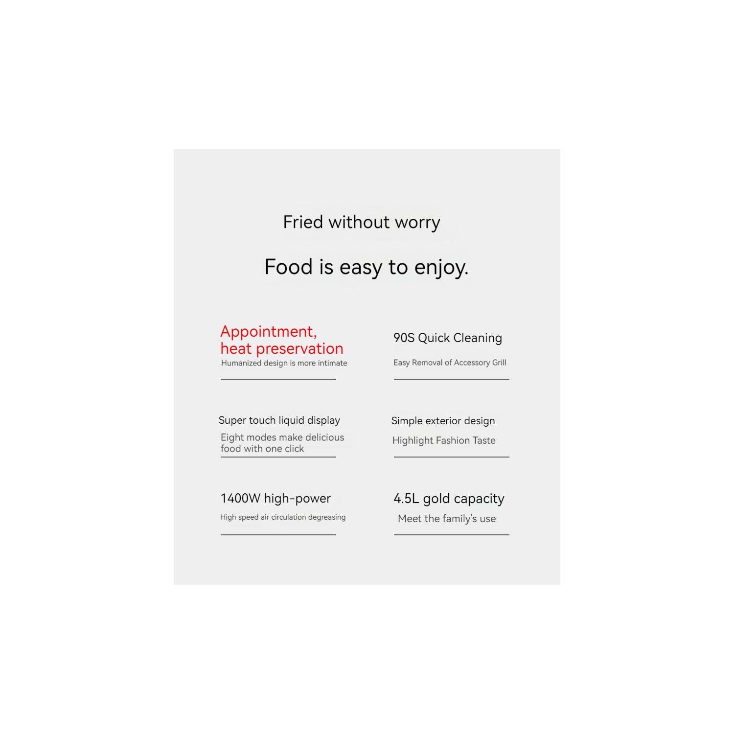 Smart Touch Screen Air Fryer Household Electric Fryer Air Fryer Breakfast Machine Fried Chicken Legs Black 4.5L US Standard 220V