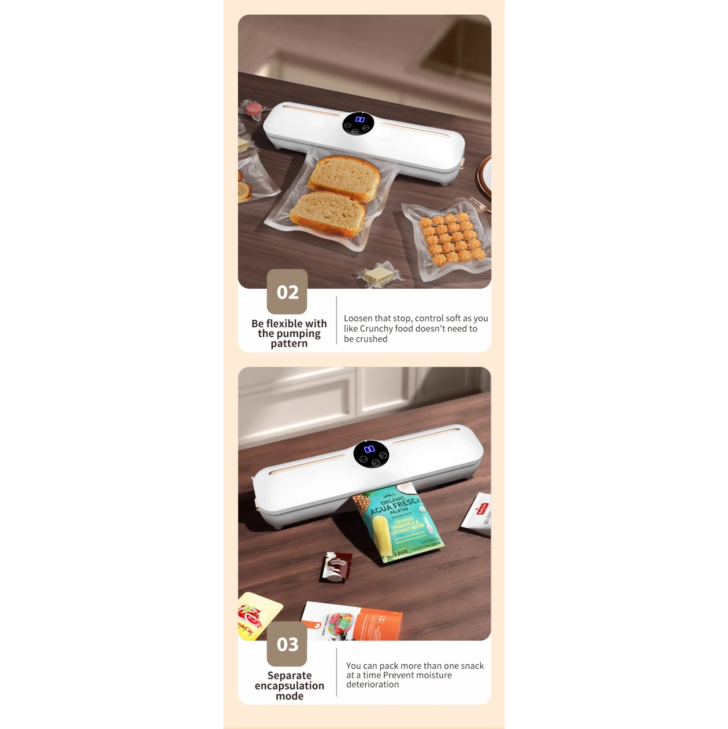 Automatic Vacuum Sealer Food Packaging Machine Small Home Food Preservation Portable Sealer - HB-502 [White] Vacuum Laminator - US Plug