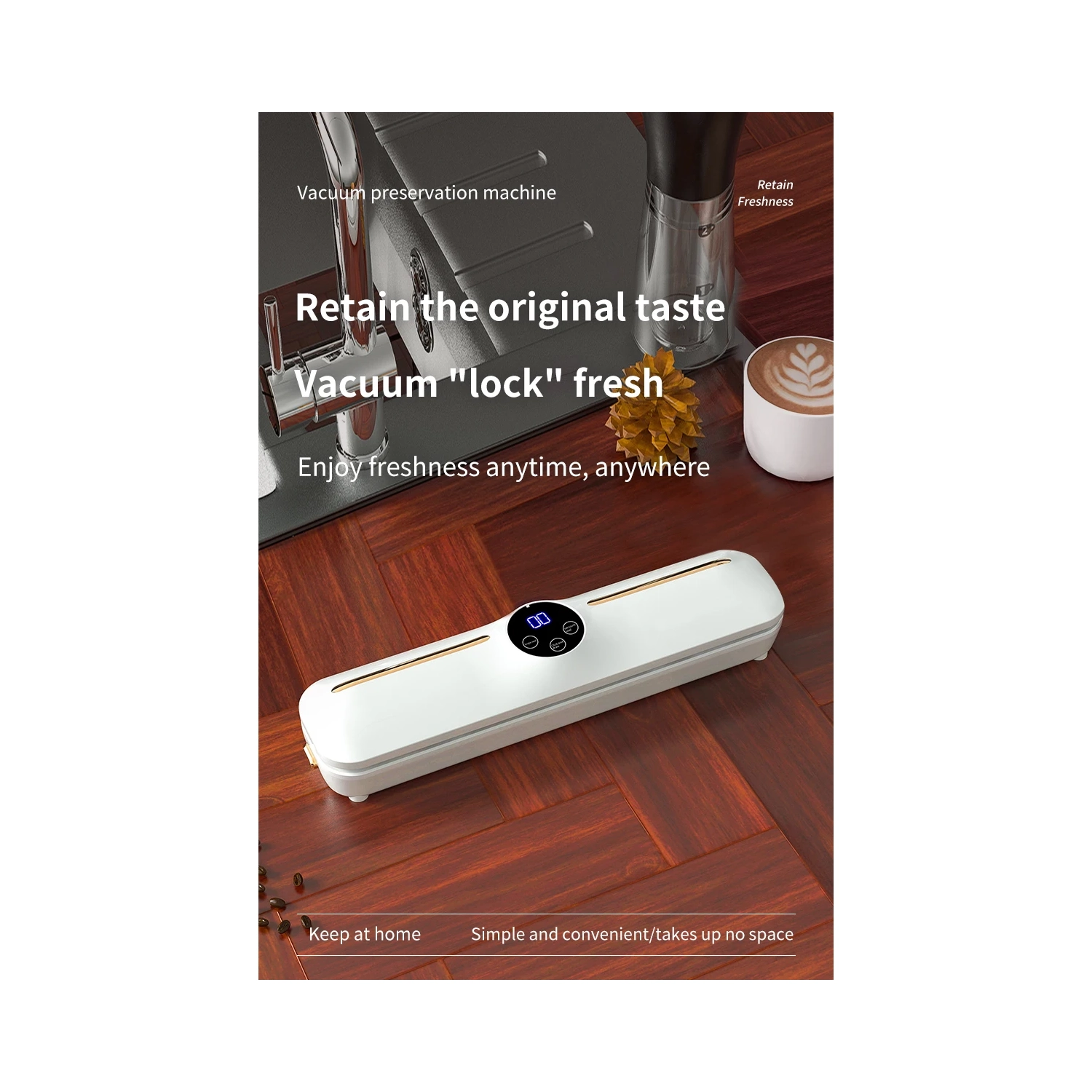 Automatic Vacuum Sealer Food Packaging Machine Small Home Food Preservation Portable Sealer - HB-502 [White] Vacuum Laminator - US Plug