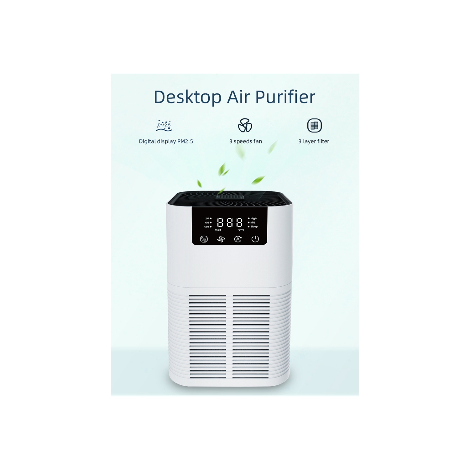 Brand new desktop air purifier with negative ionization, formaldehyde removal, sterilization, and odor removal, white.Plug-in model - US plug-in