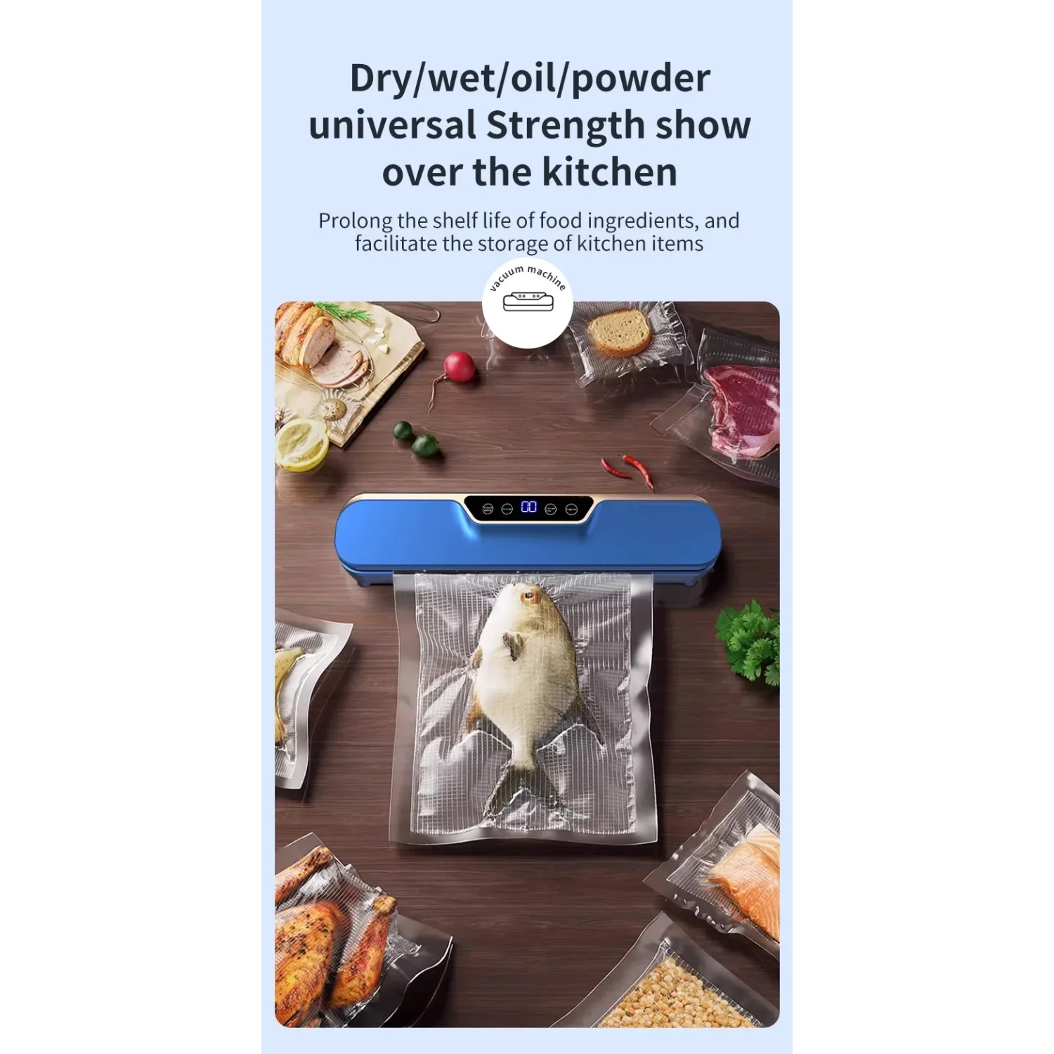 Automatic Vacuum Sealer Food Packaging Machine Small Home Food Preservation Portable Sealer - HB-501 [Blue] Vacuum Laminator - US Plug