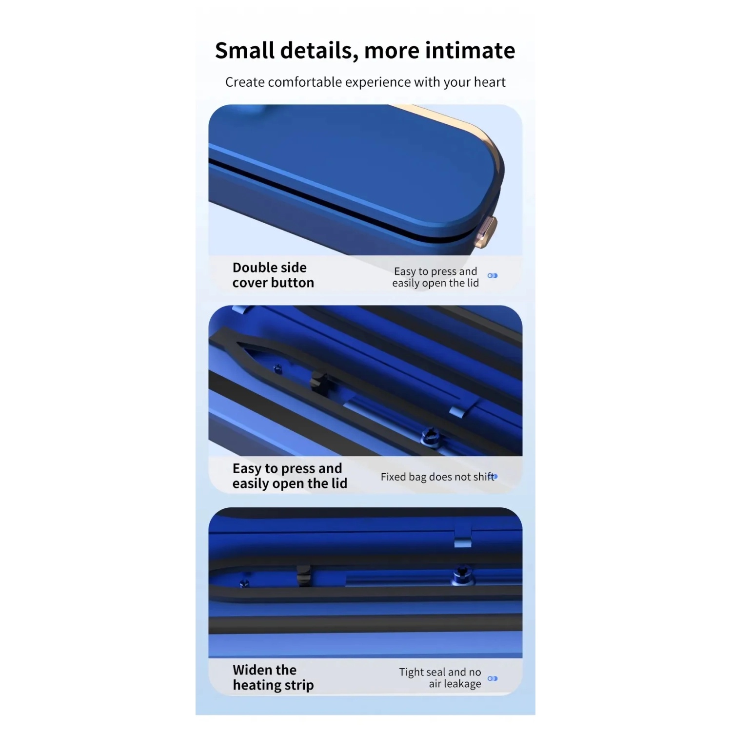 Automatic Vacuum Sealer Food Packaging Machine Small Home Food Preservation Portable Sealer - HB-501 [Blue] Vacuum Laminator - US Plug