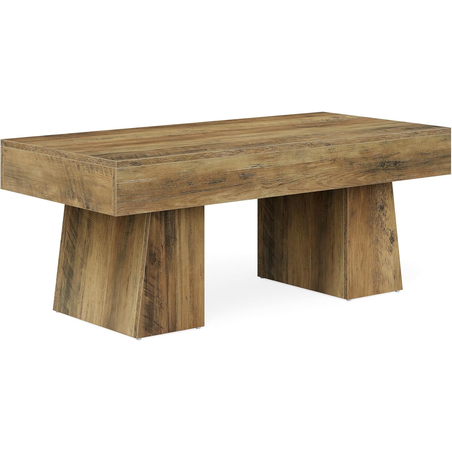 Tribesigns – Table basse Farmhouse, table d'appoint rectangulaire en bois de 47&nbsp;po avec base épaisse