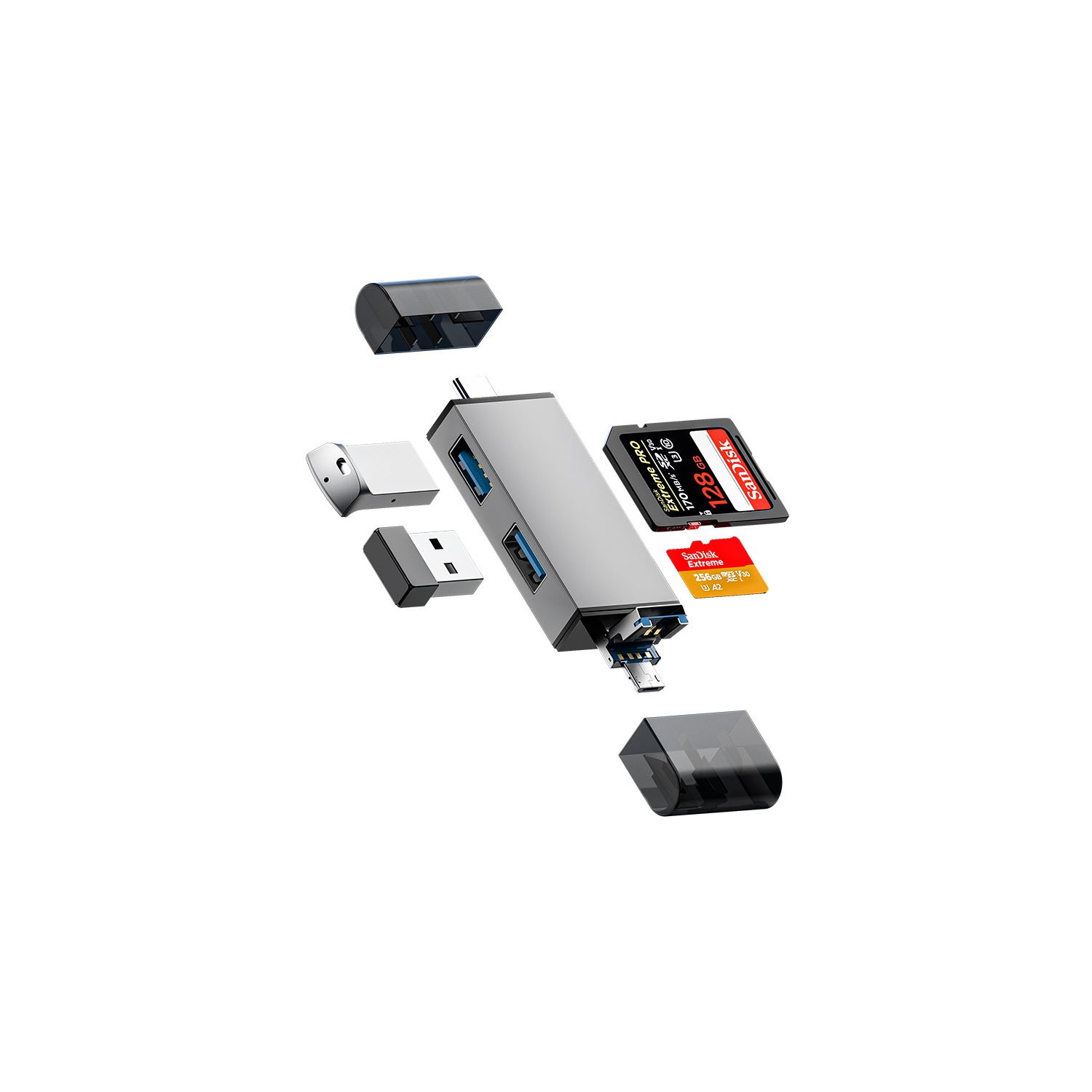 USB3.0 Android mobile phone computer aluminum alloy card reader OTG multi-function high-speed typec-[Aluminum Alloy 3.0] all-in-one card reader