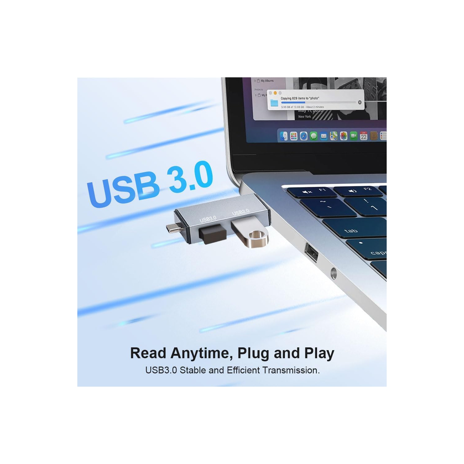 USB3.0 Android mobile phone computer aluminum alloy card reader OTG multi-function high-speed typec-[Aluminum Alloy 3.0] all-in-one card reader