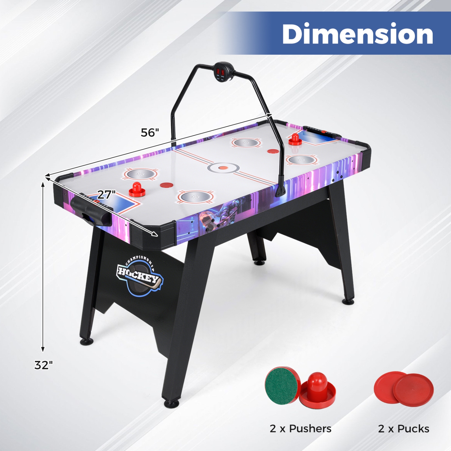 Gymax Air Hockey Table for Kids & Adults w/Digital LED Scoreboard Powerful 12V Motor