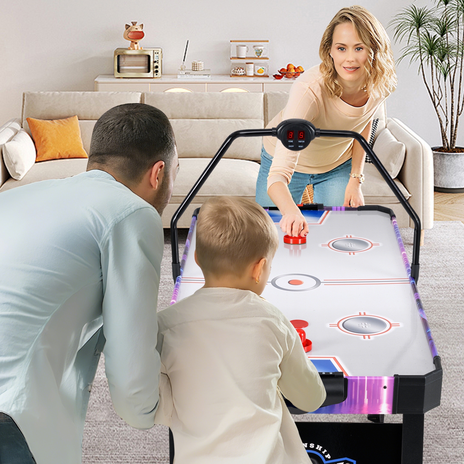 Gymax Air Hockey Table for Kids & Adults w/Digital LED Scoreboard Powerful 12V Motor