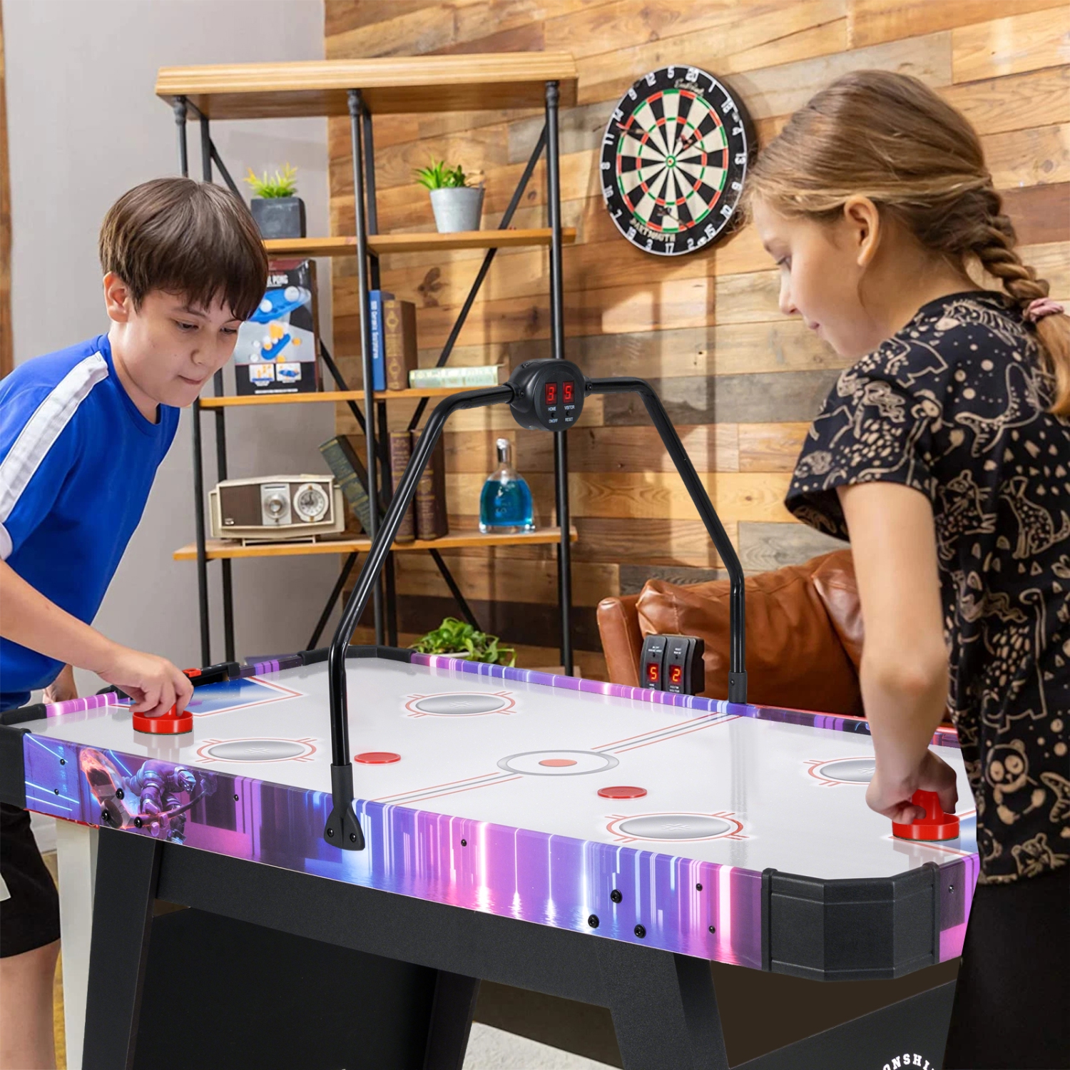 Gymax Air Hockey Table for Kids & Adults w/Digital LED Scoreboard Powerful 12V Motor