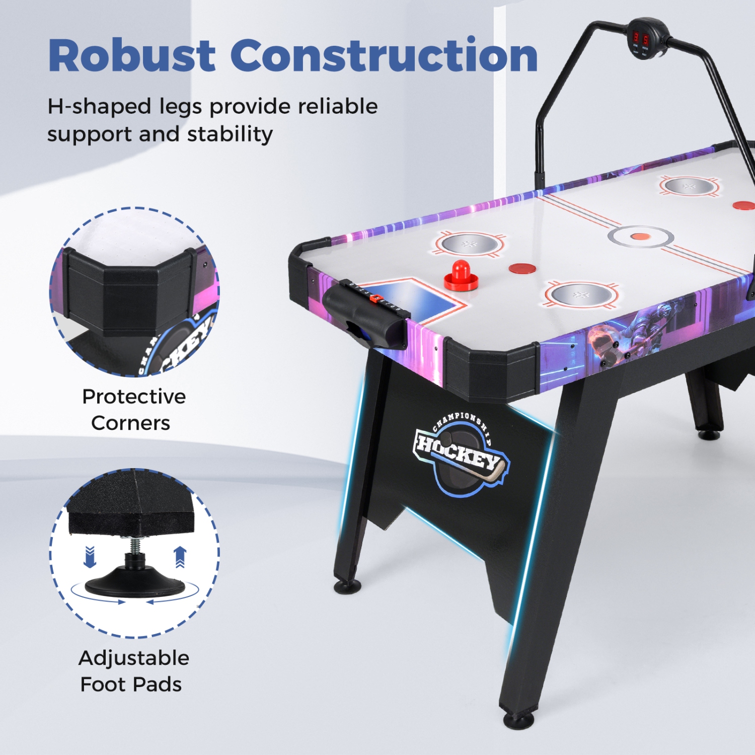 Gymax Air Hockey Table for Kids & Adults w/Digital LED Scoreboard Powerful 12V Motor