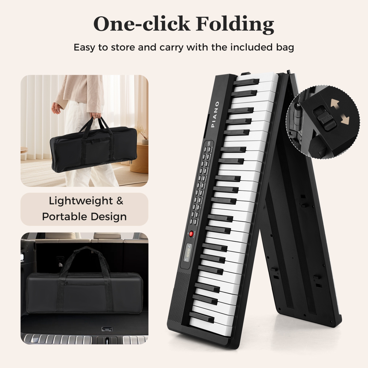 Gymax 88-Key Piano Keyboard Foldable Full Size Semi Weighted Electronic Keyboard