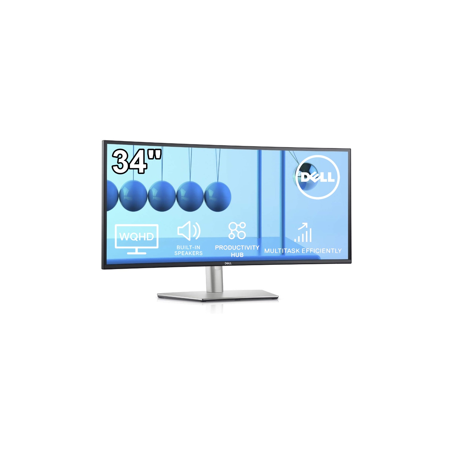 Refurbished - Dell UltraSharp U3421WE, 34in Curved USB-C Hub Monitor, WQHD (3440 x 1440 60Hz), Display Port, HDMI, USB-C, Built-in Speakers