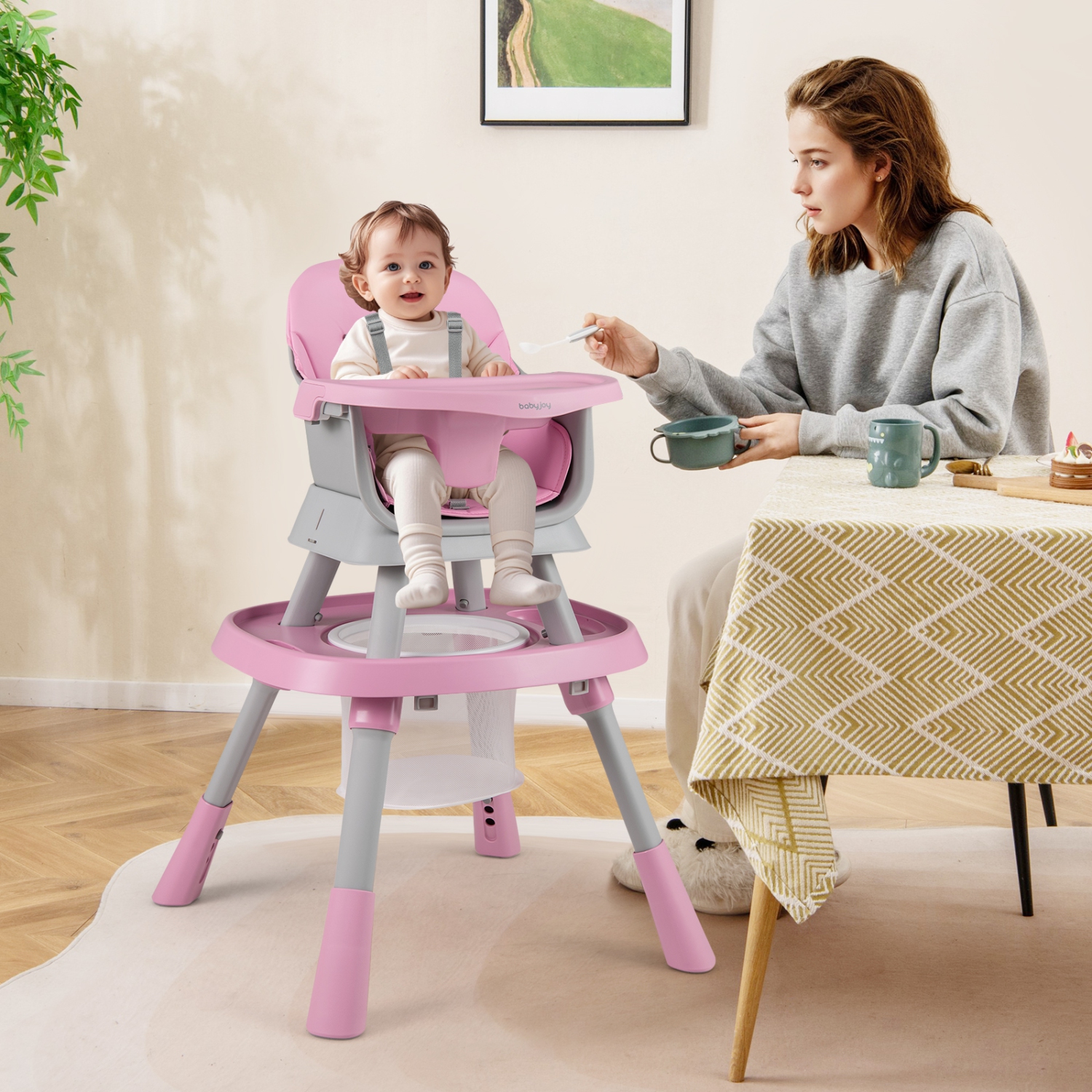 Gymax 16-in-1 Baby High Chair w/ Activity Center Booster Seat Building Block Table