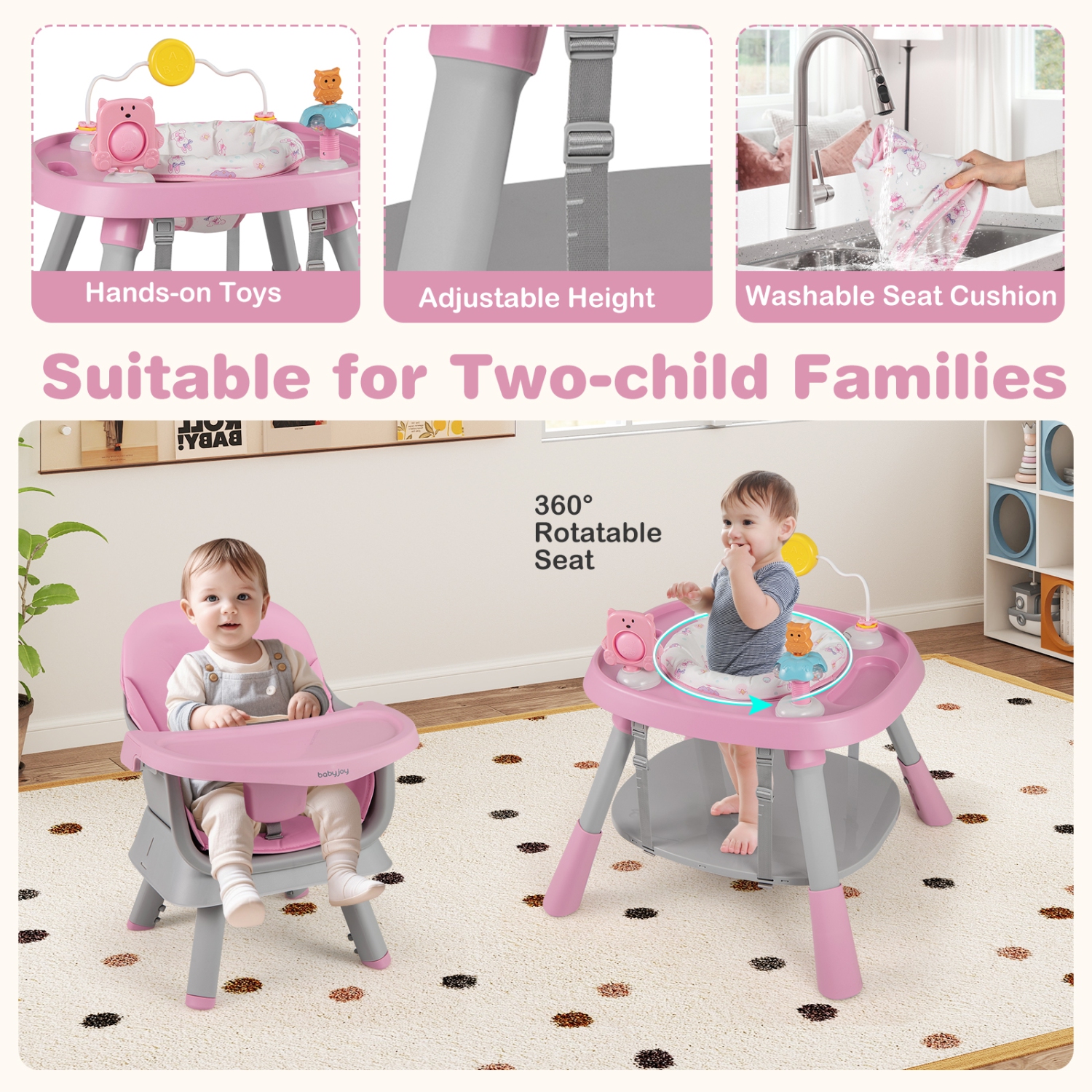 Gymax 16-in-1 Baby High Chair w/ Activity Center Booster Seat Building Block Table