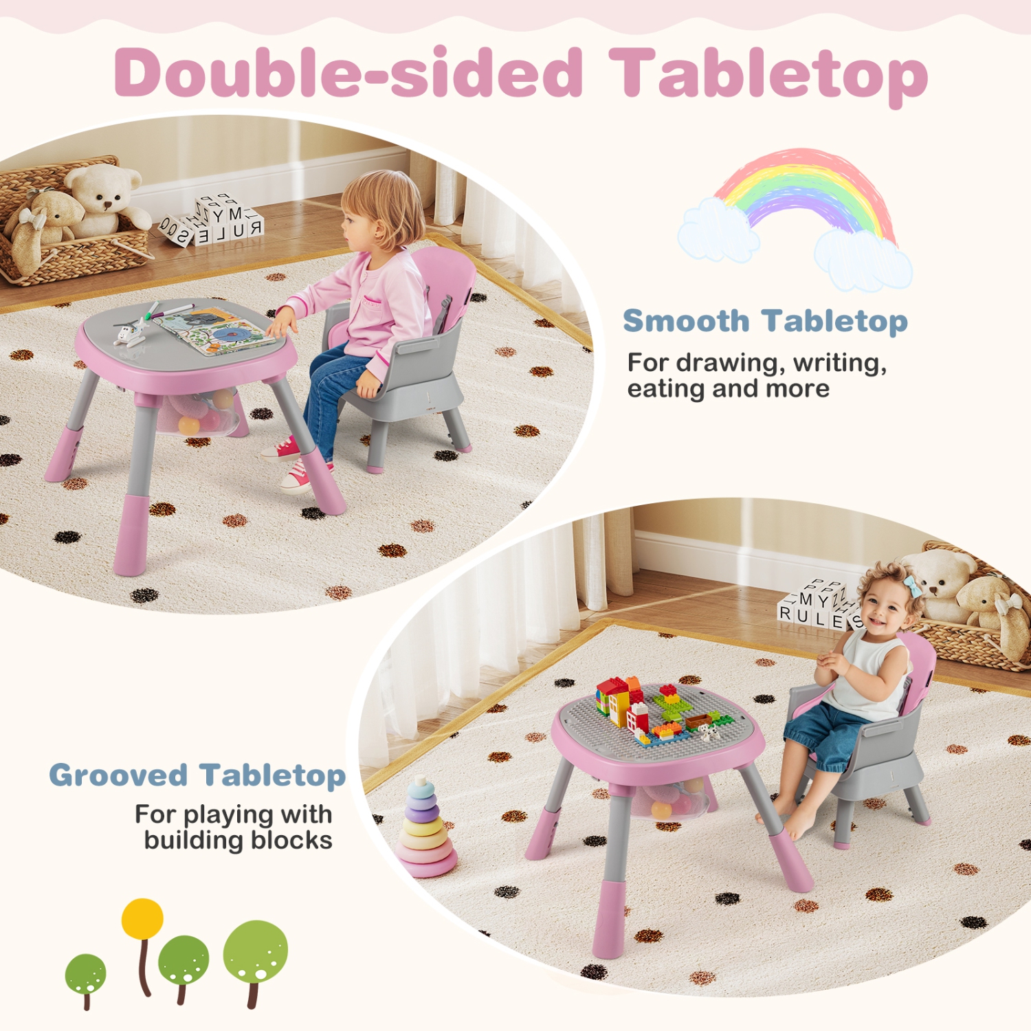 Gymax 16-in-1 Baby High Chair w/ Activity Center Booster Seat Building Block Table