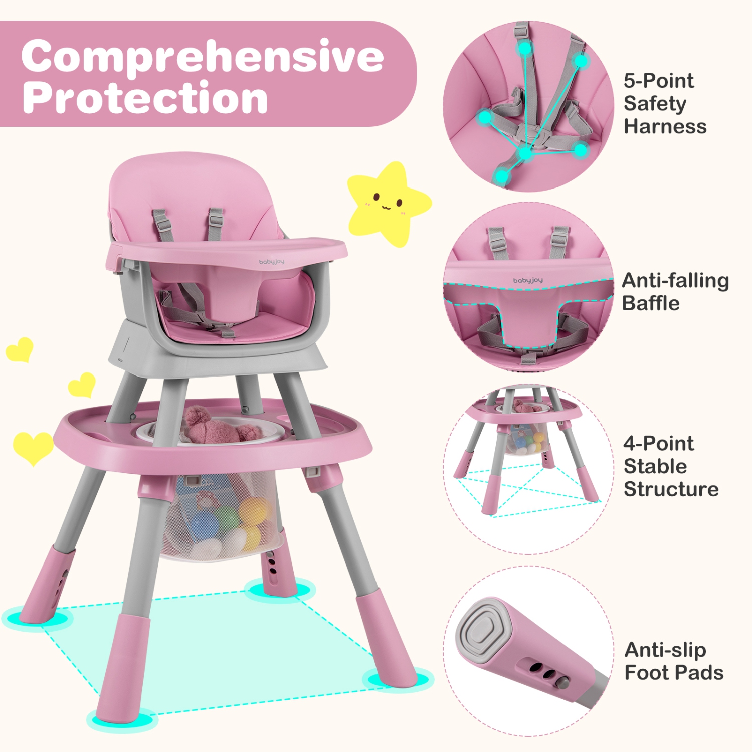 Gymax 16-in-1 Baby High Chair w/ Activity Center Booster Seat Building Block Table