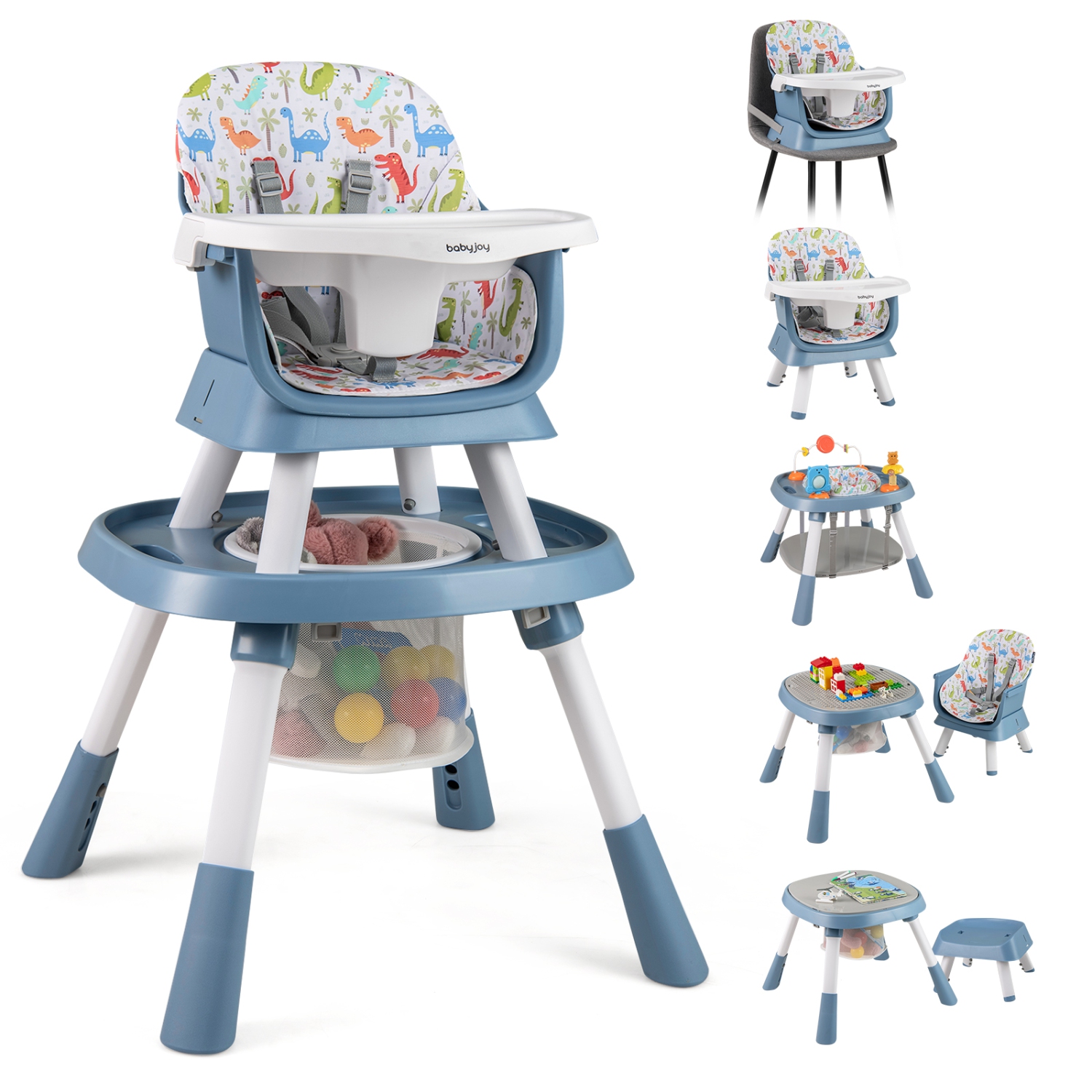 Gymax 16-in-1 Baby High Chair w/ Activity Center Booster Seat Building Block Table