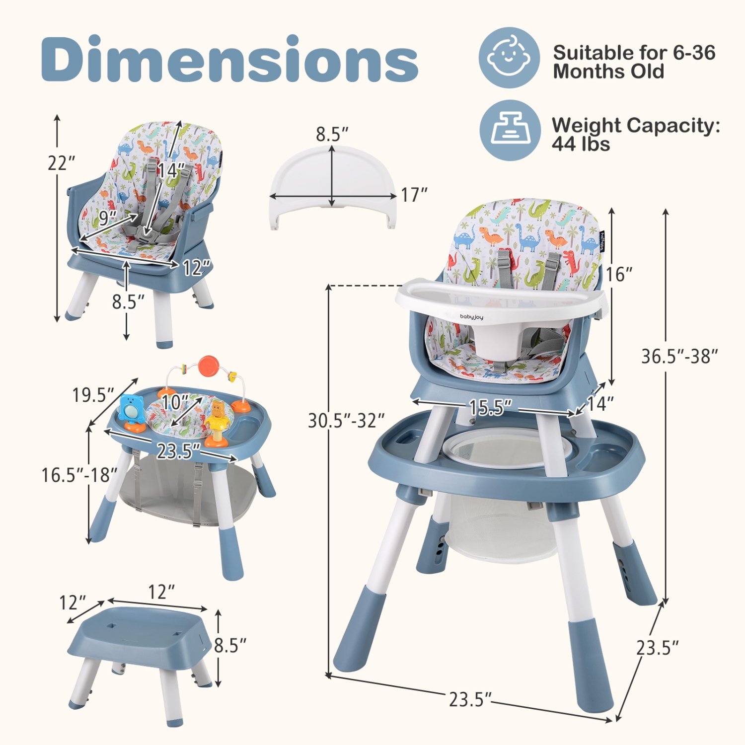 Gymax 16-in-1 Baby High Chair w/ Activity Center Booster Seat Building Block Table