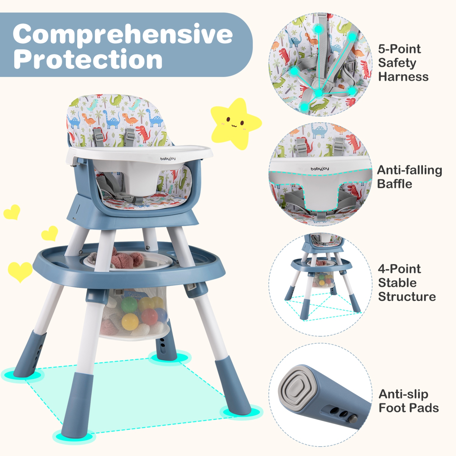 Gymax 16-in-1 Baby High Chair w/ Activity Center Booster Seat Building Block Table