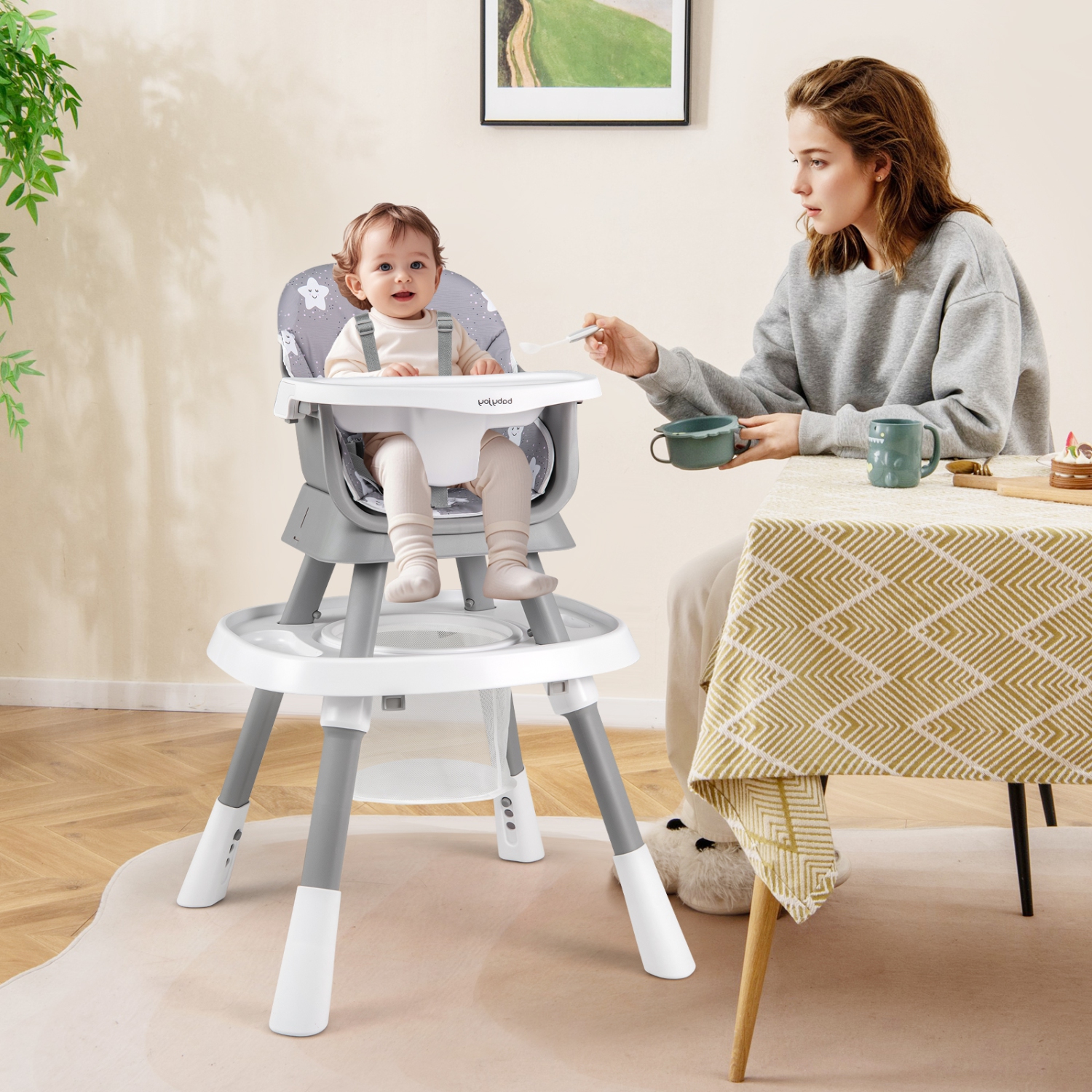 Gymax 16-in-1 Baby High Chair w/ Activity Center Booster Seat Building Block Table
