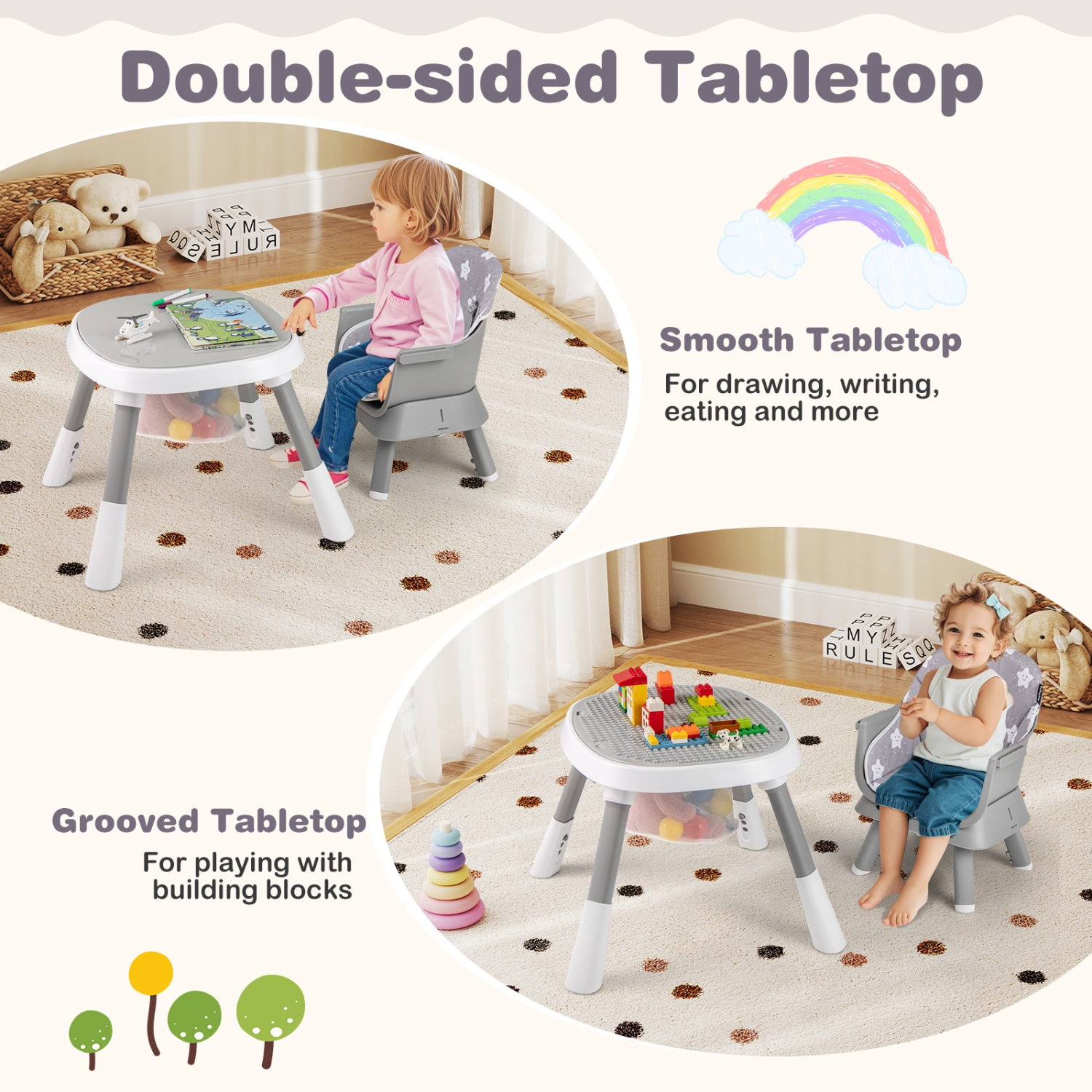 Gymax 16-in-1 Baby High Chair w/ Activity Center Booster Seat Building Block Table